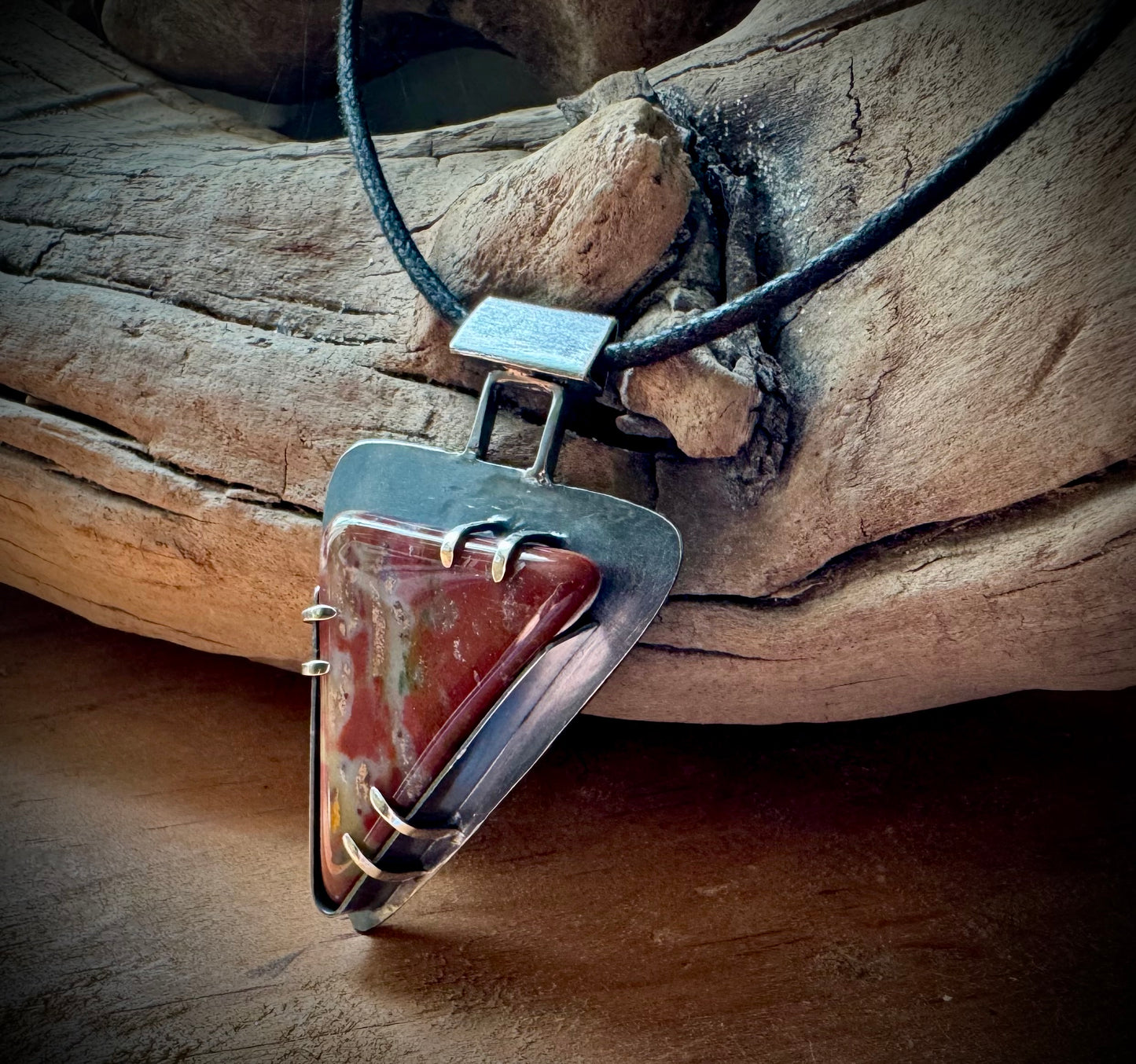 Fancy Jasper and Sterling Silver Pendant