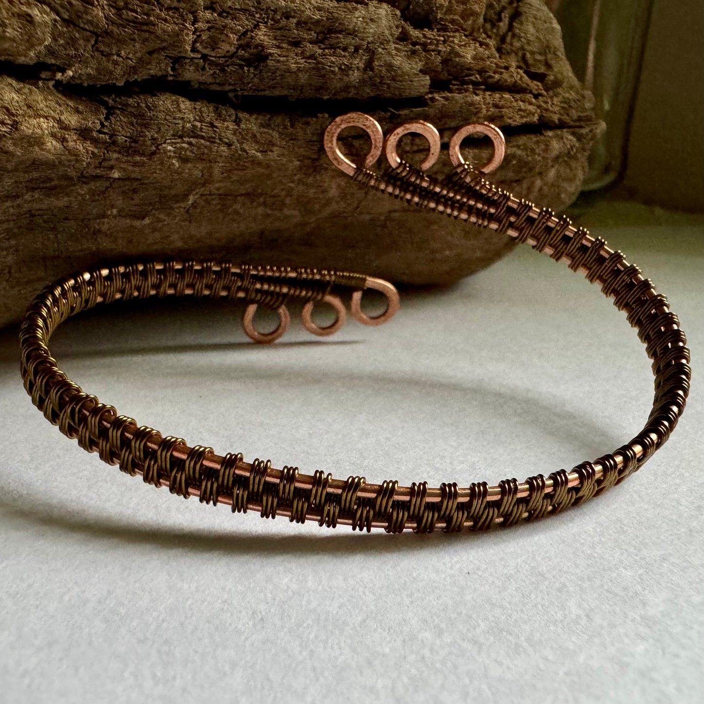 Three Spiral Cuff with Copper and Antique Bronze - R.Kaelber Art