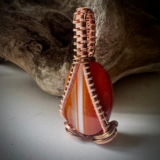 Carnelian Pendant with Copper and Antique Bronze - R.Kaelber Art