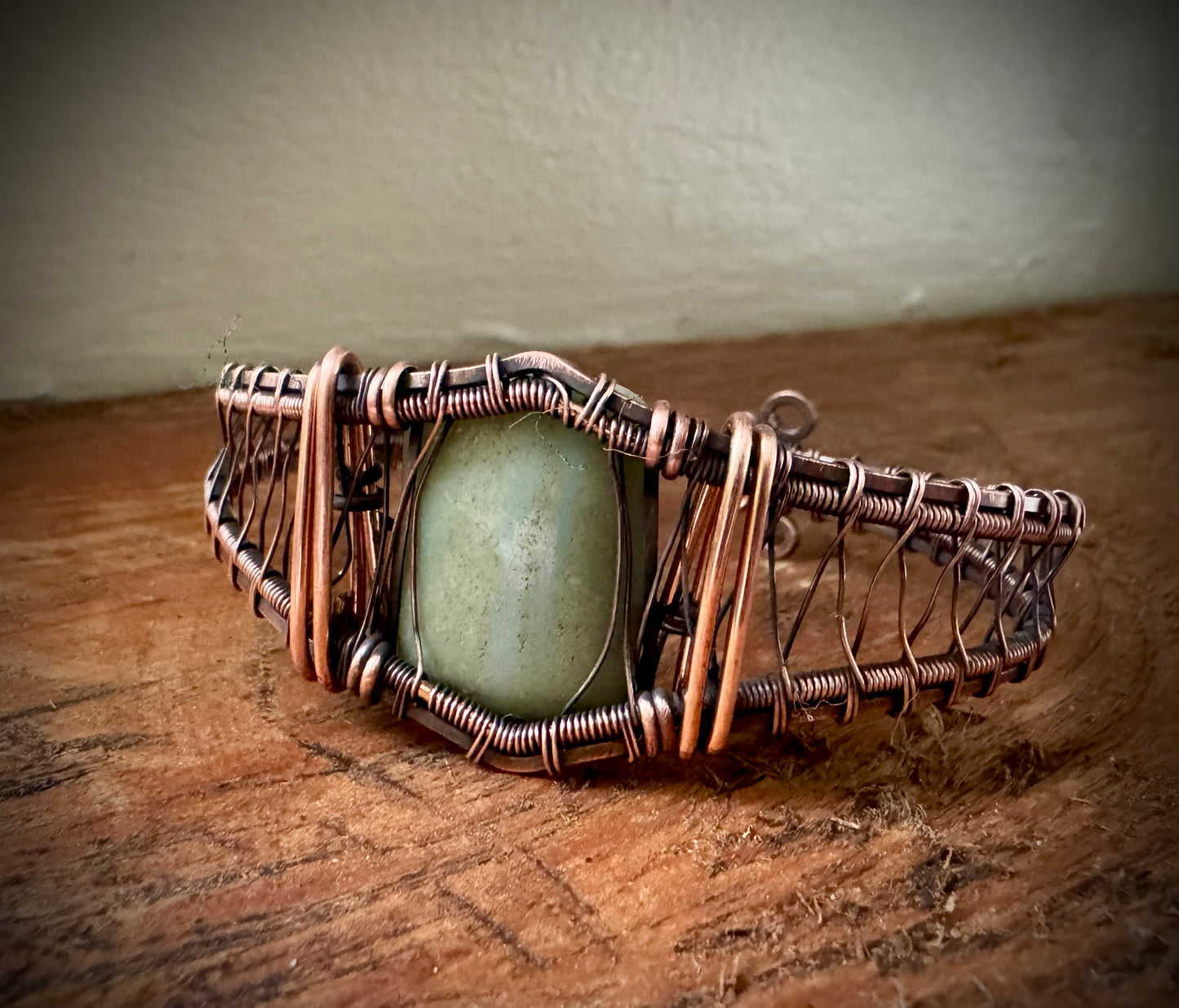 Copper and Jade cuff