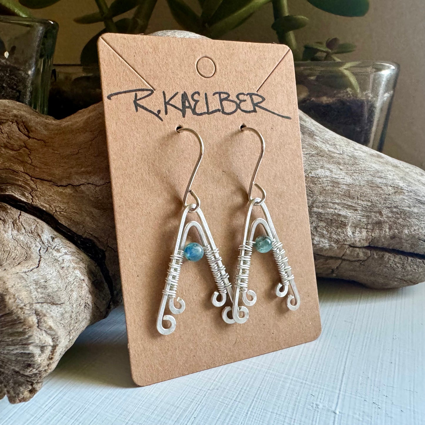 Kyanite and Sterling Silver A-Frame Earrings - R.Kaelber Art