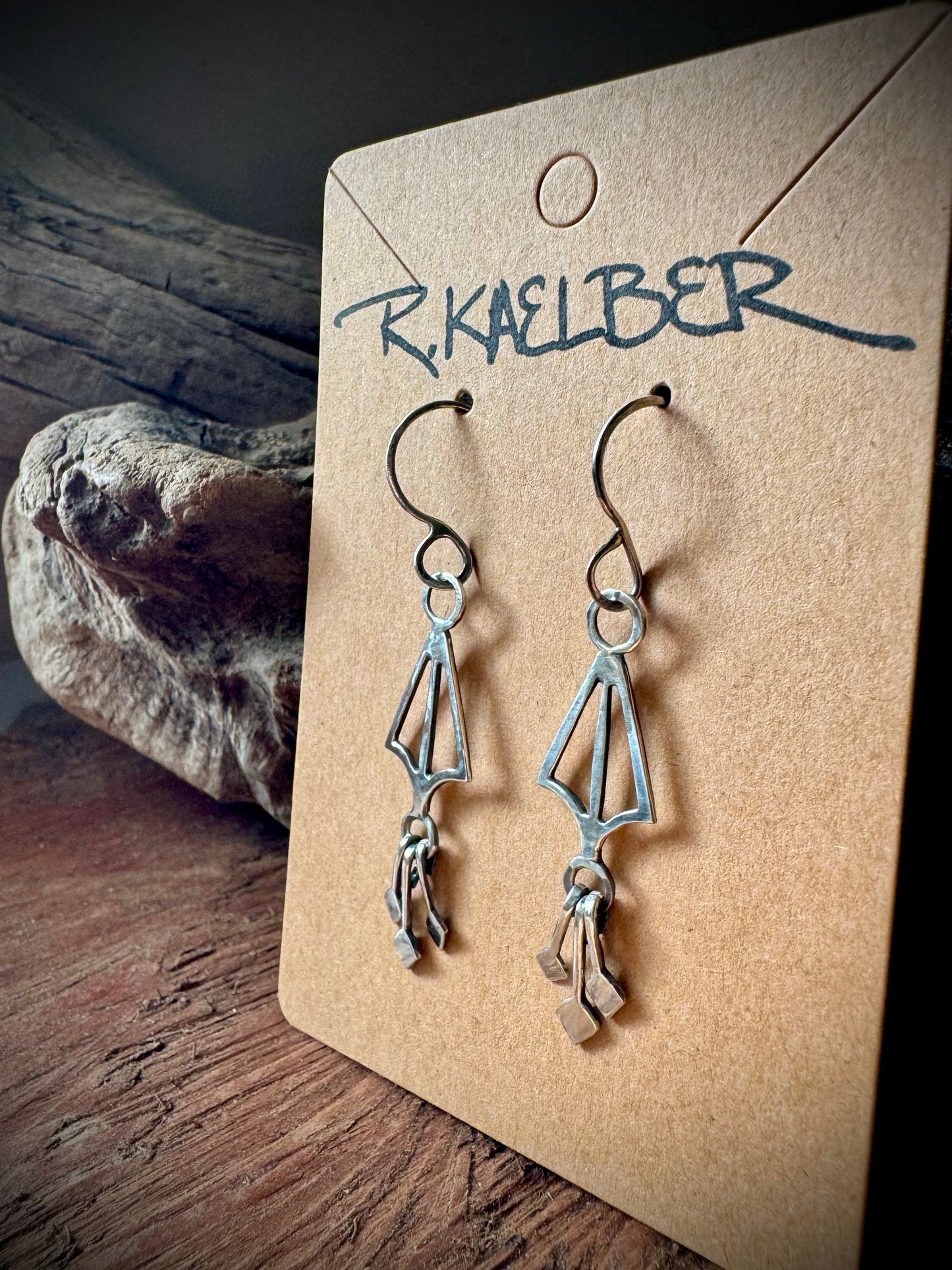 Sterling Silver Dangle Diamond Earrings - R.Kaelber Art