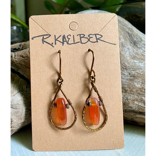 Carnelian Teardrop Earrings - R.Kaelber Art