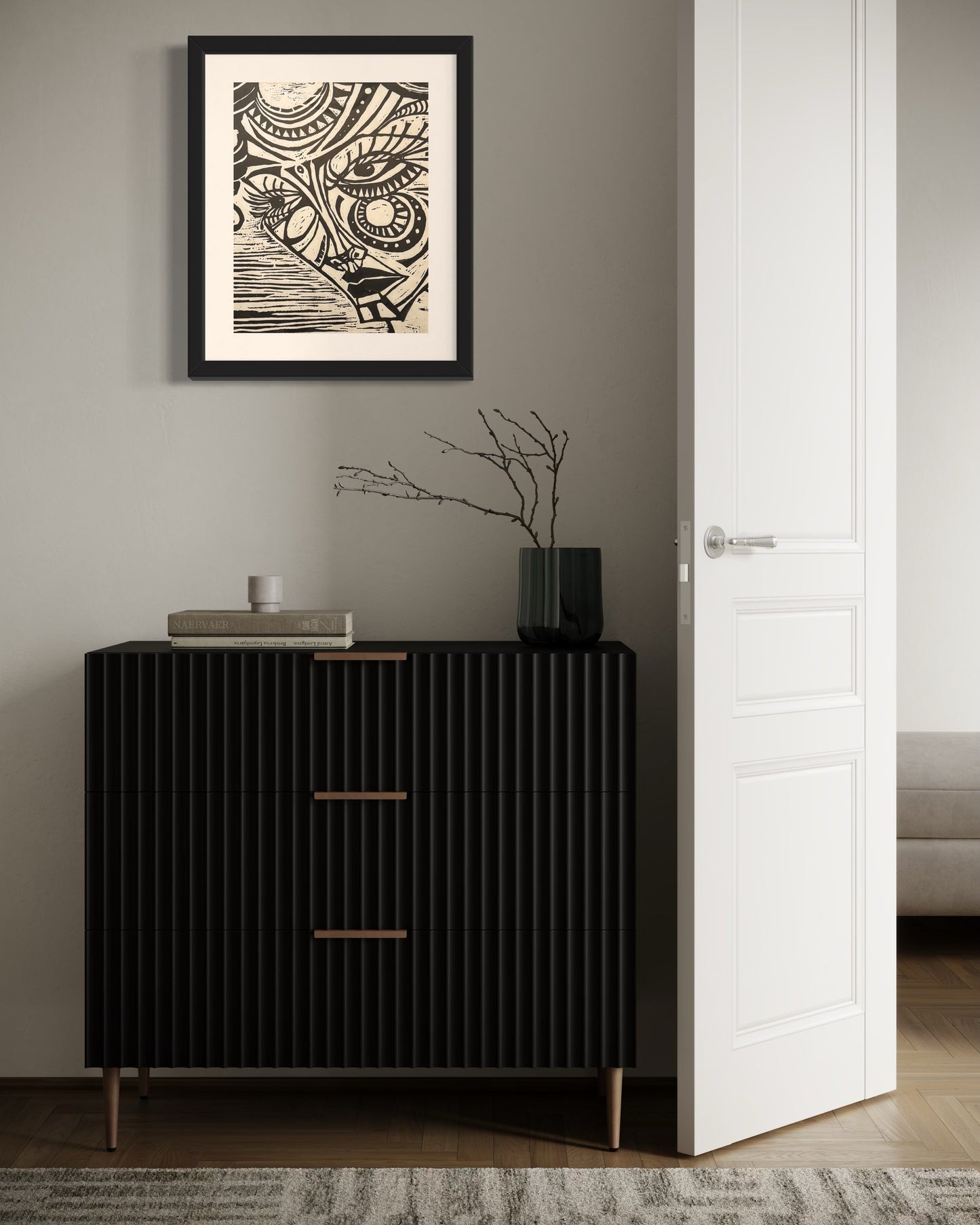 Ruby Black Ink Woodblock Print 1/1 - R.Kaelber Art