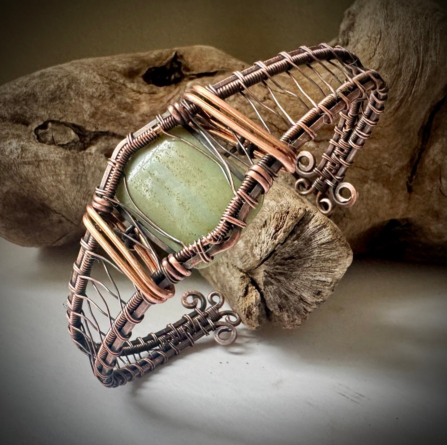 Copper and Jade cuff