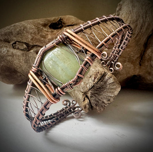 Copper and Jade cuff