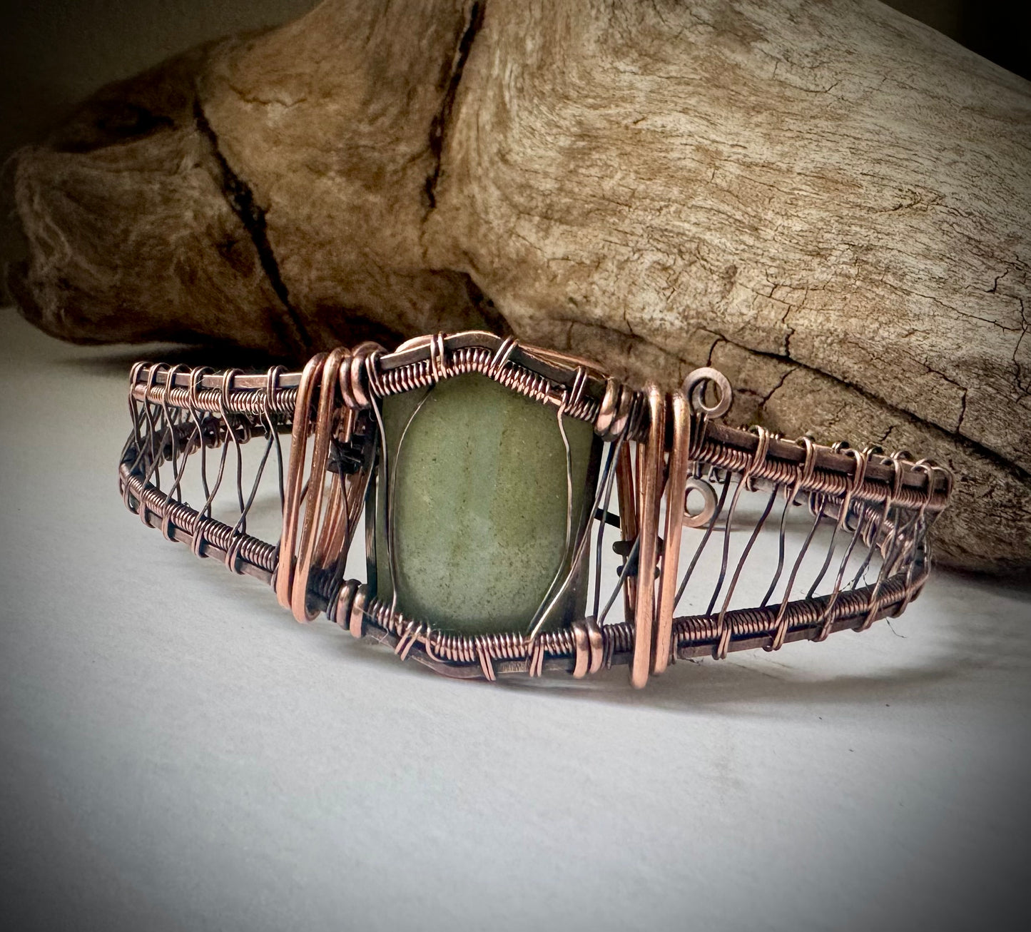Copper and Jade cuff