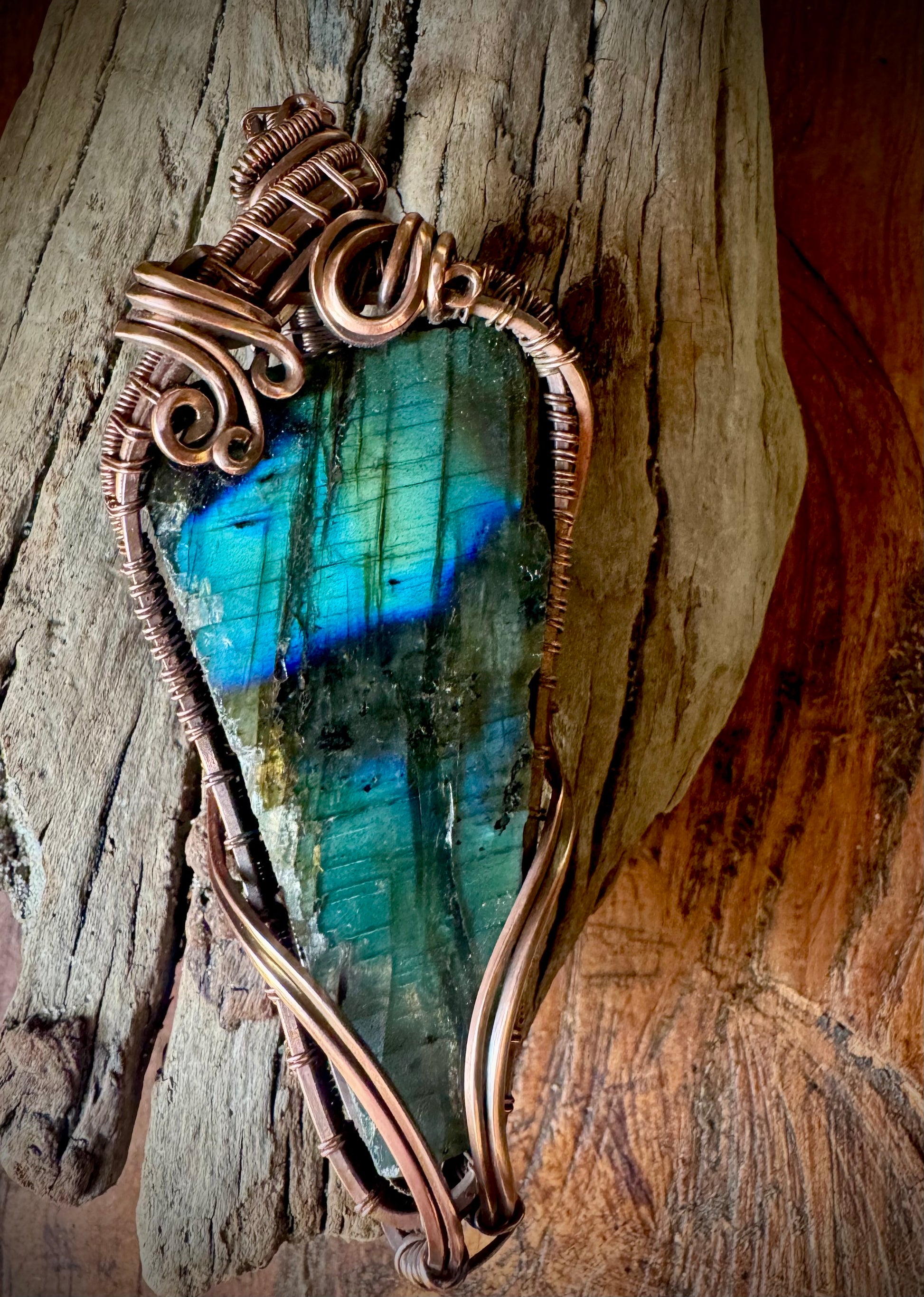 Labradorite Statement Necklace with Copper - R.Kaelber Art