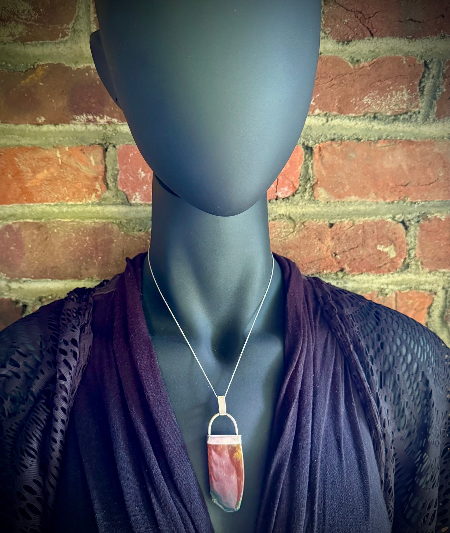 Bloodstone and Sterling Silver Pendant