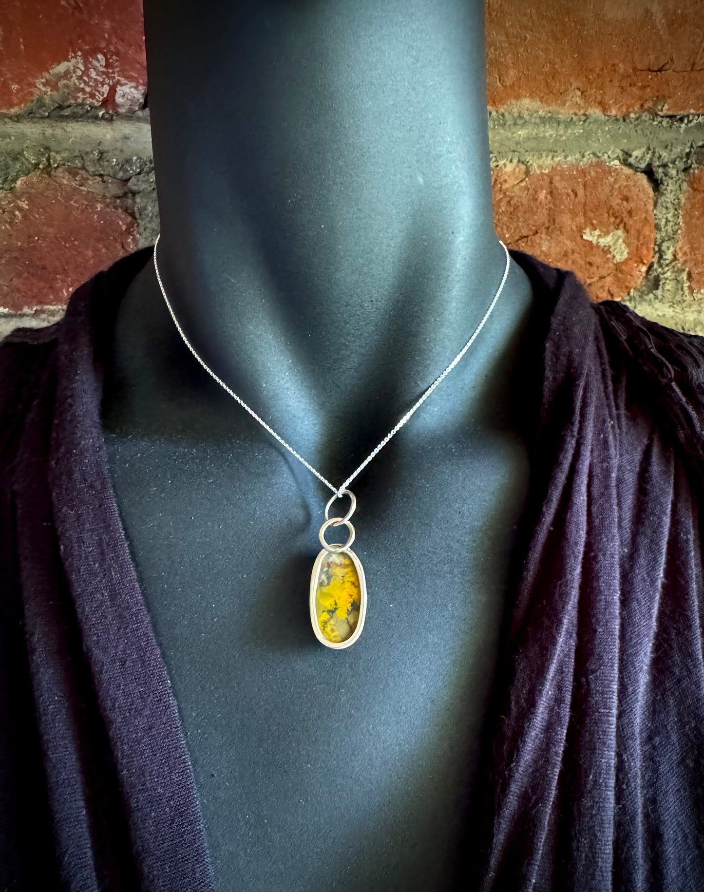 Bumblebee Jasper and Sterling Silver Pendant - R.Kaelber Art