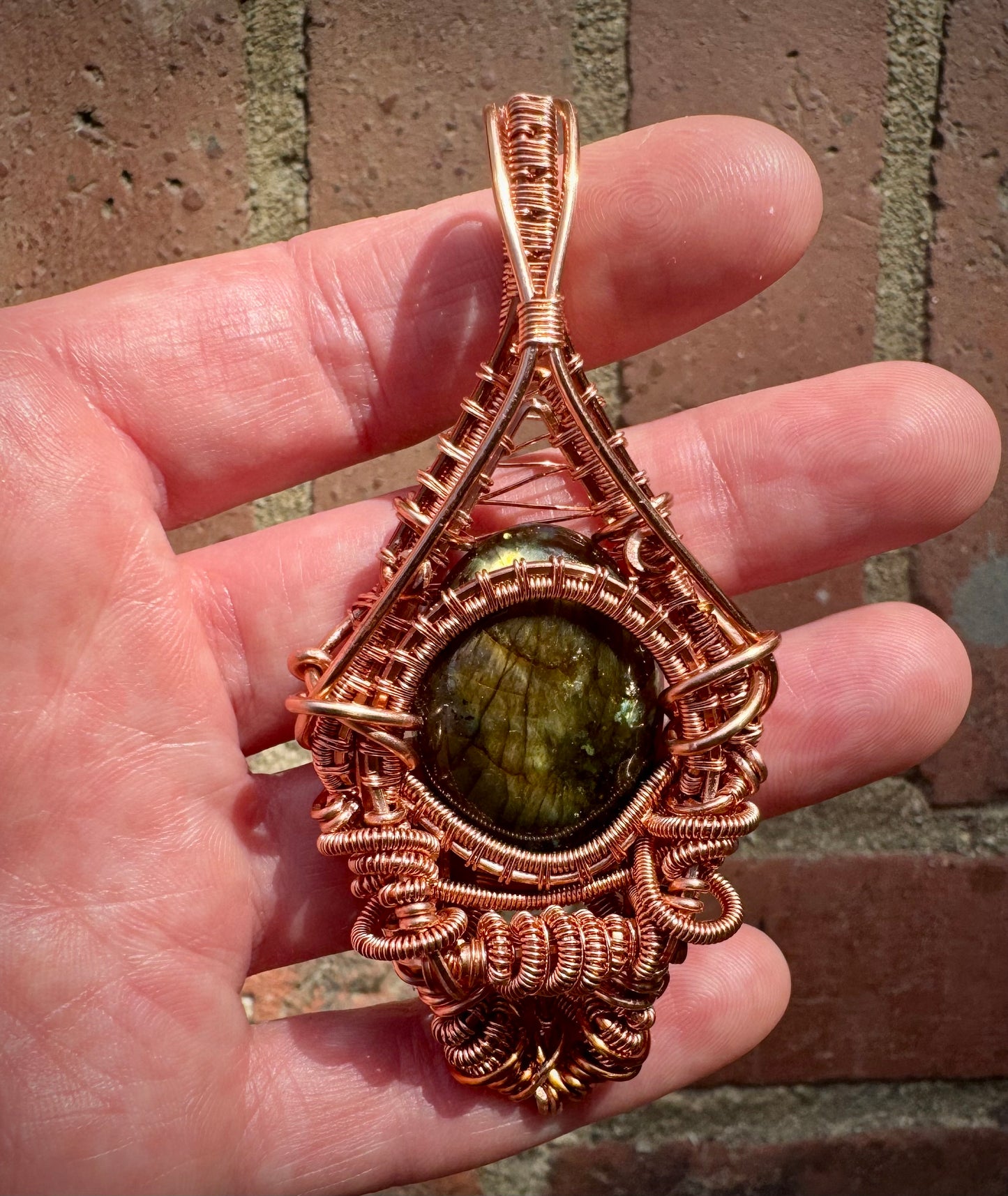 Labradorite Pendant wire wrapped with Copper