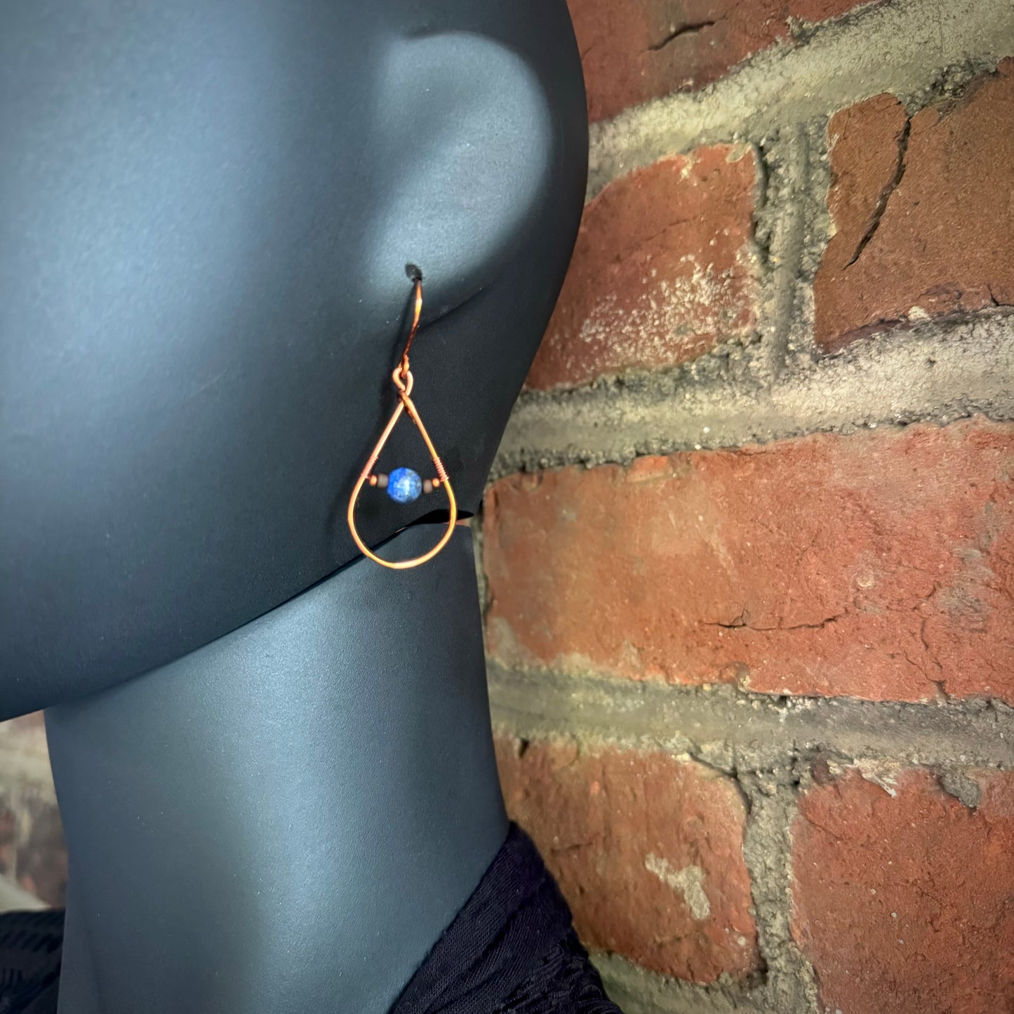 Lapis Lazuli and Copper Teardrop Earrings - R.Kaelber Art