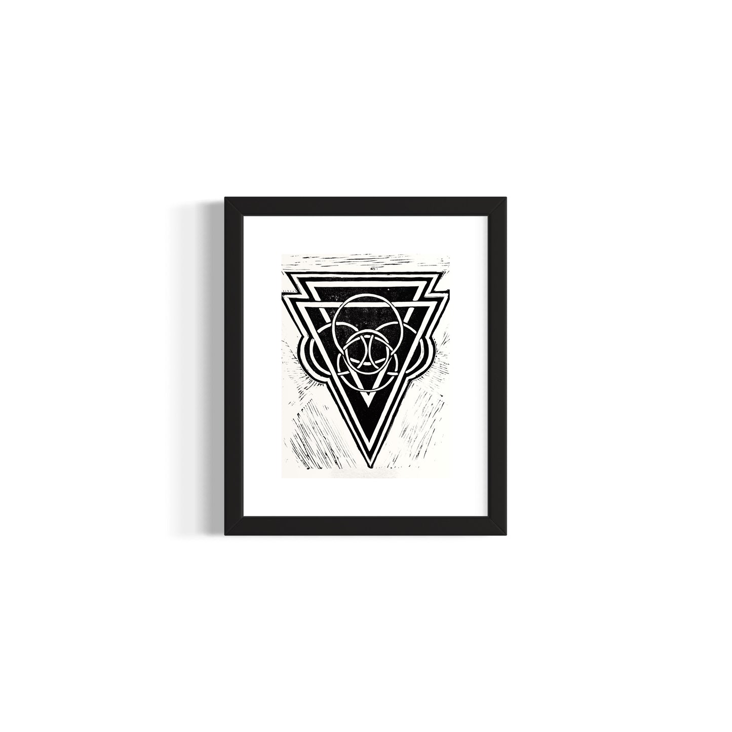 Energy Direction 1/10 Framed - Original Linocut Print with Black Ink on Paper