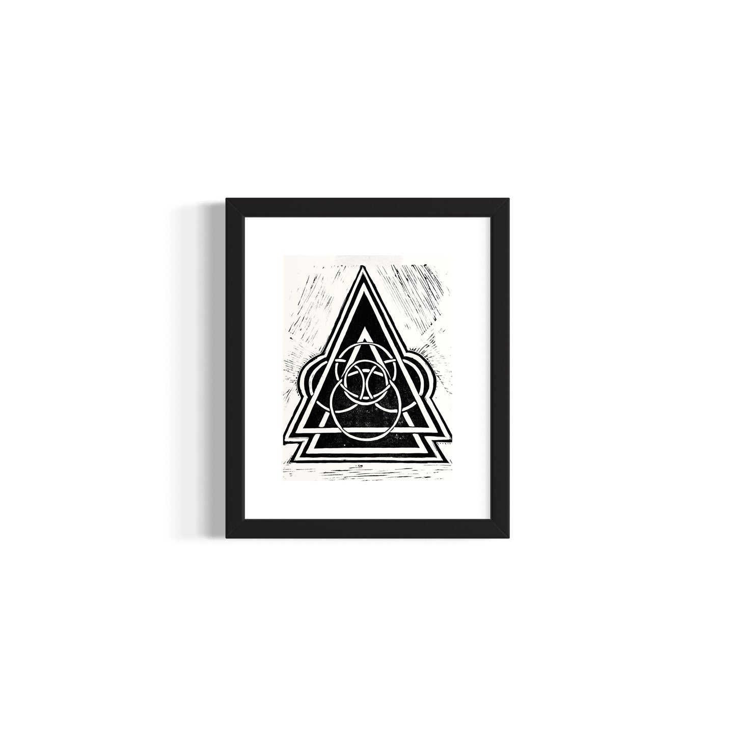 Energy Direction 11/12 Framed - Original Linocut Print with Black Ink on Paper