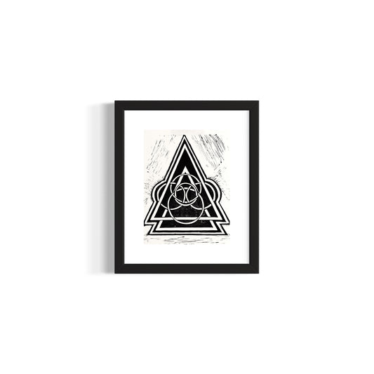Energy Direction 11/12 Framed - Original Linocut Print with Black Ink on Paper