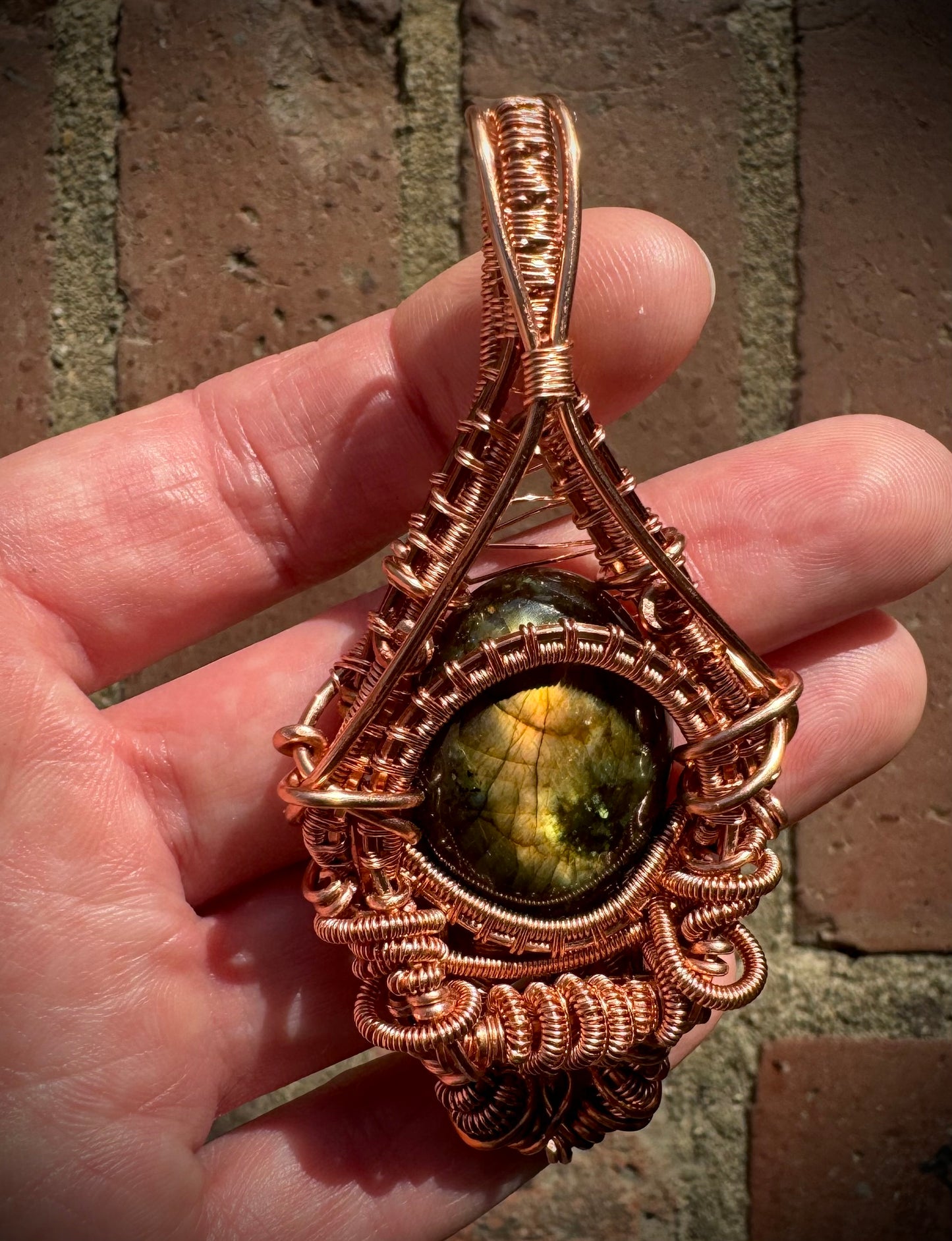 Labradorite Pendant wire wrapped with Copper