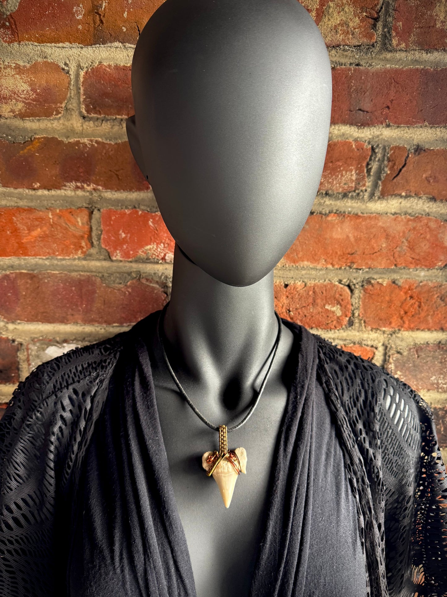 Shark Tooth, Copper, and Antique Bronze Pendant