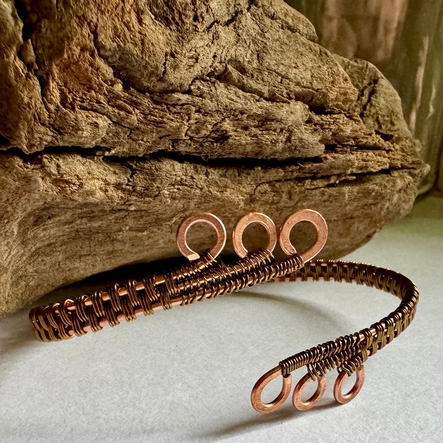 Three Spiral Cuff with Copper and Antique Bronze - R.Kaelber Art