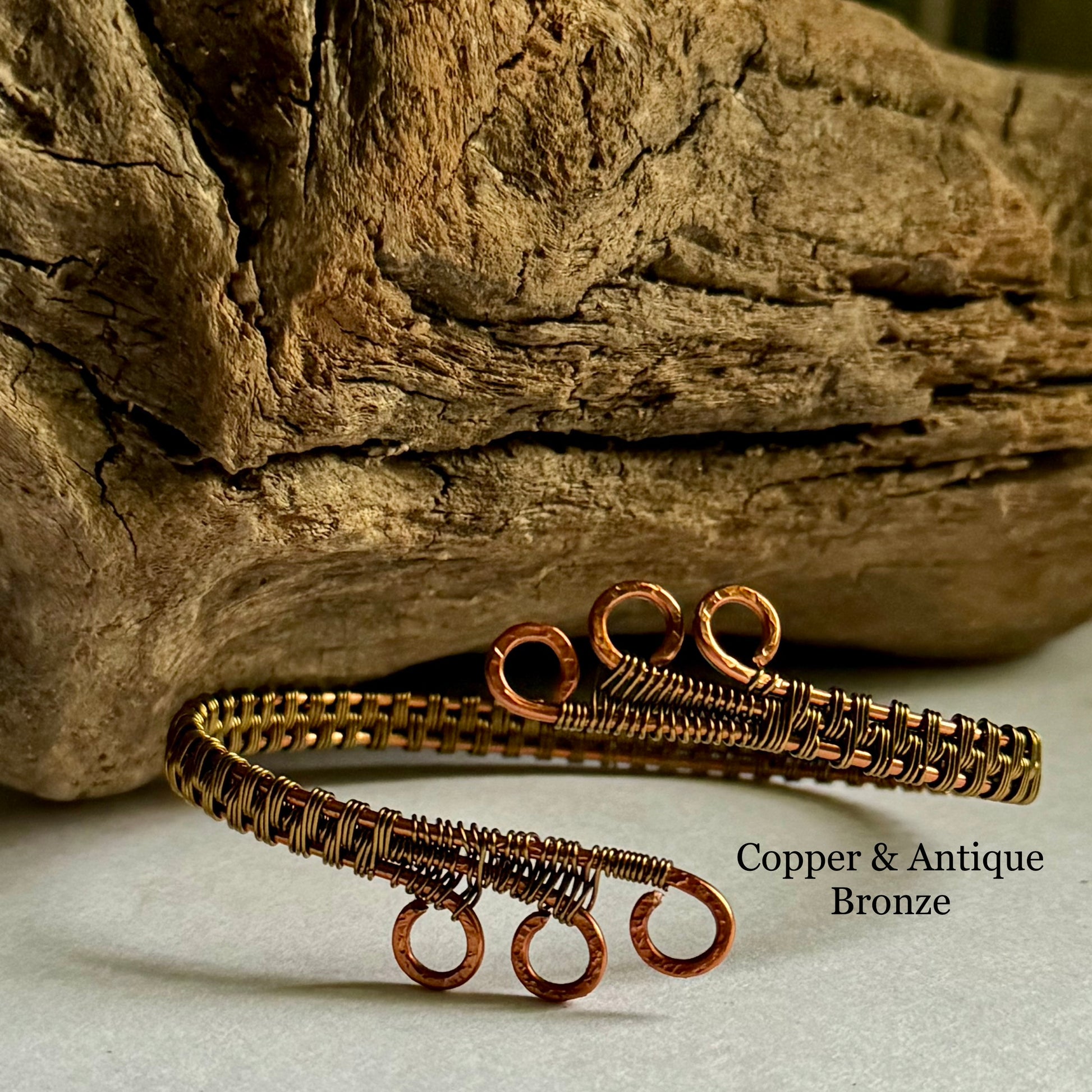 Three Spiral Cuff with Copper and Antique Bronze - R.Kaelber Art