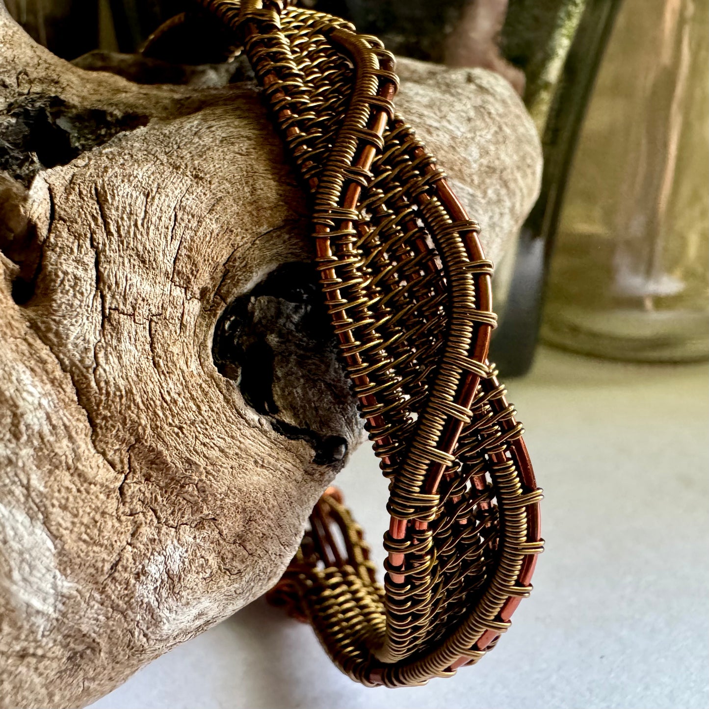 Copper and Antique Bronze Twisting Cuff - R.Kaelber Art