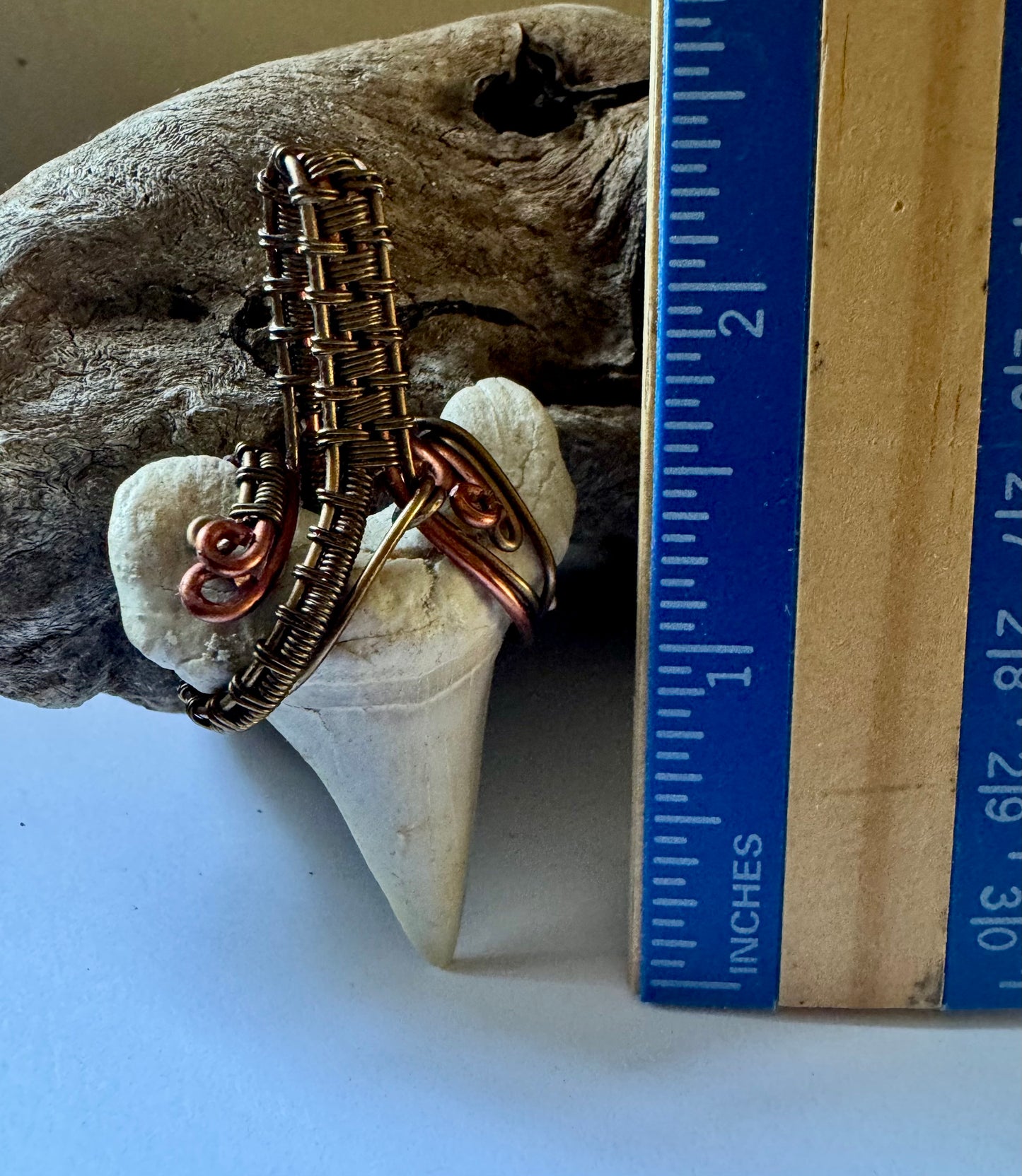 Shark Tooth, Copper, and Antique Bronze Pendant