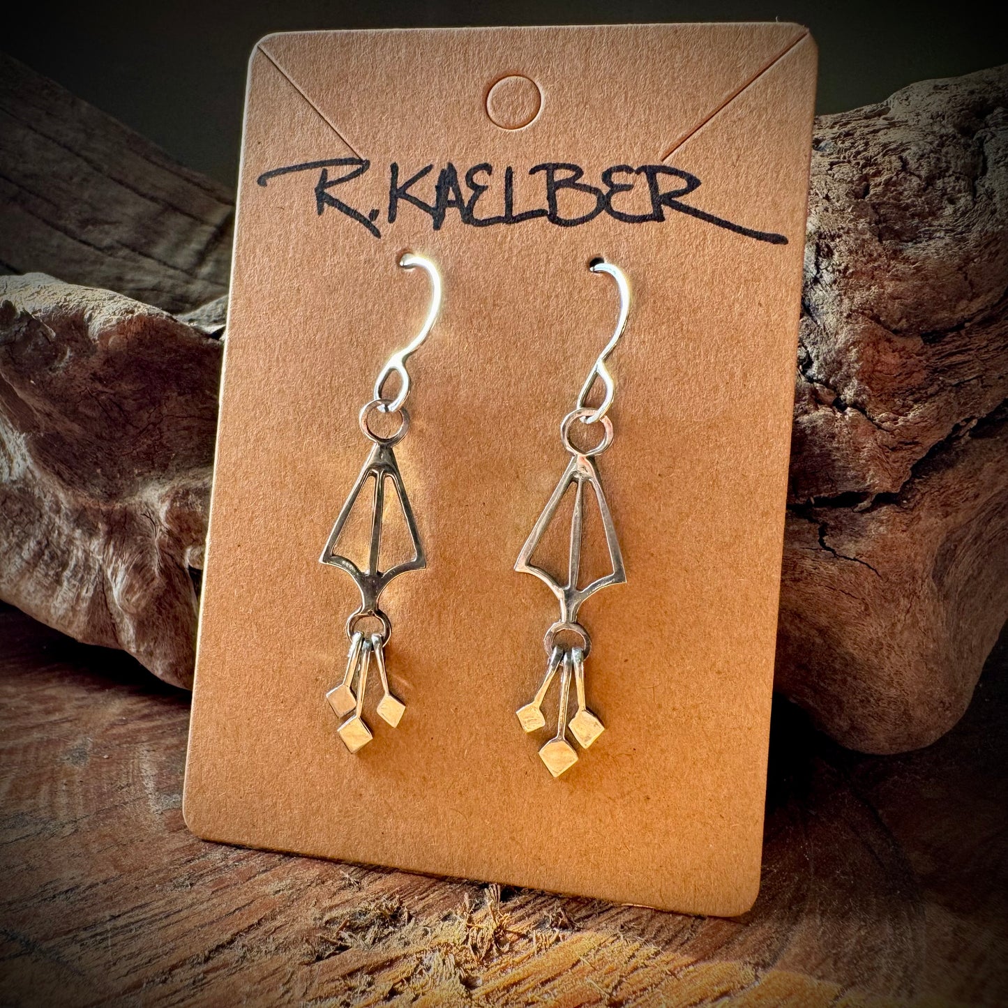 Sterling Silver Dangle Diamond Earrings - R.Kaelber Art