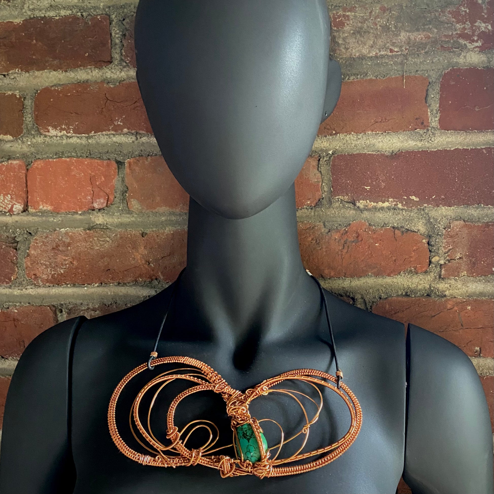 Turquoise Statement Necklace with Copper - R.Kaelber Art