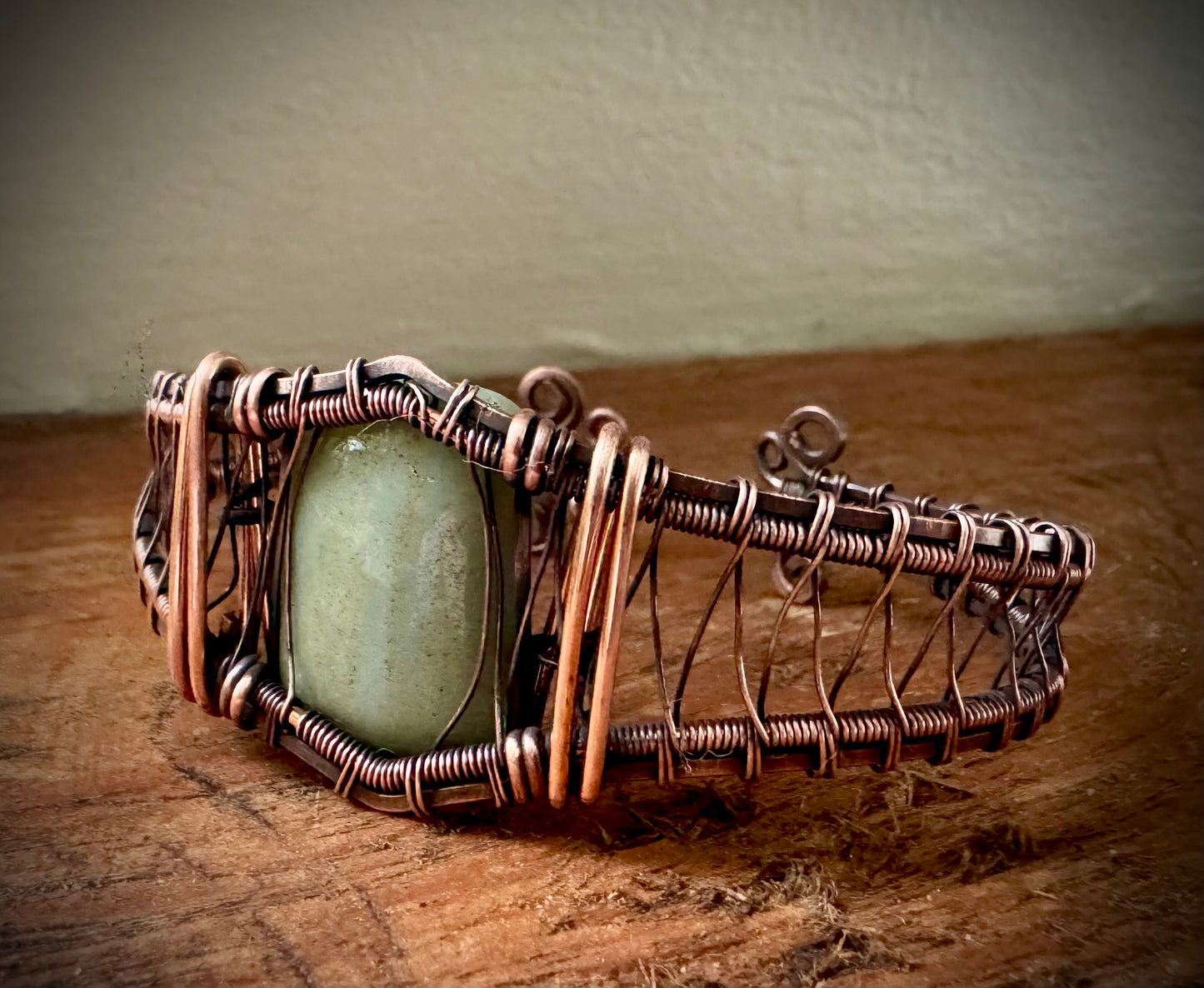 Copper and Jade cuff