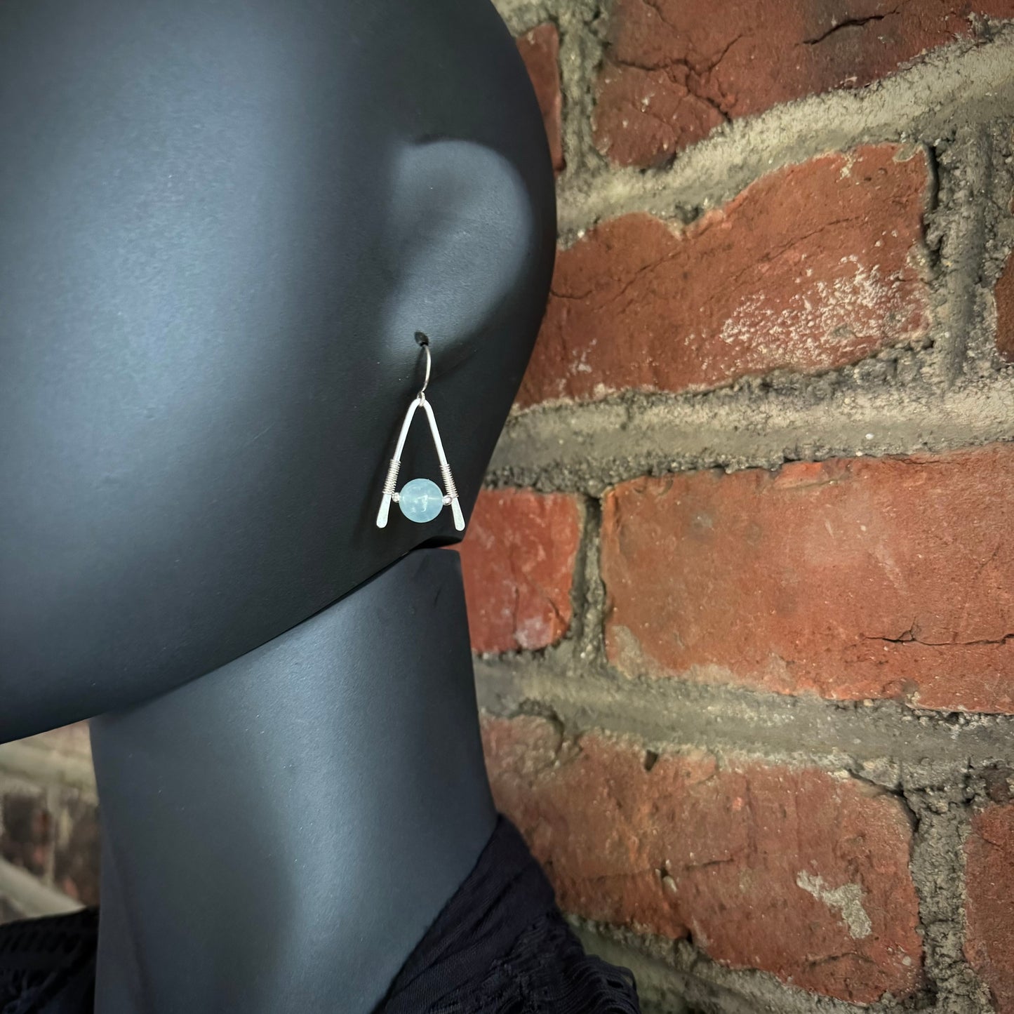 Aquamarine and Sterling Silver A-Frame Earrings - R.Kaelber Art