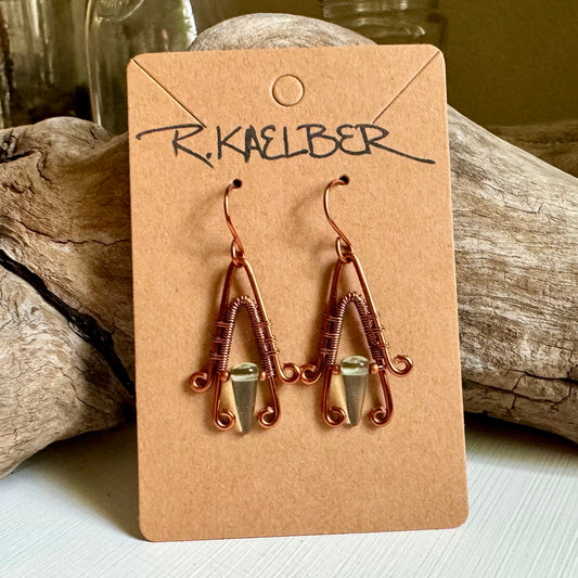 Fluorite and Copper A-Frame Earrings - R.Kaelber Art