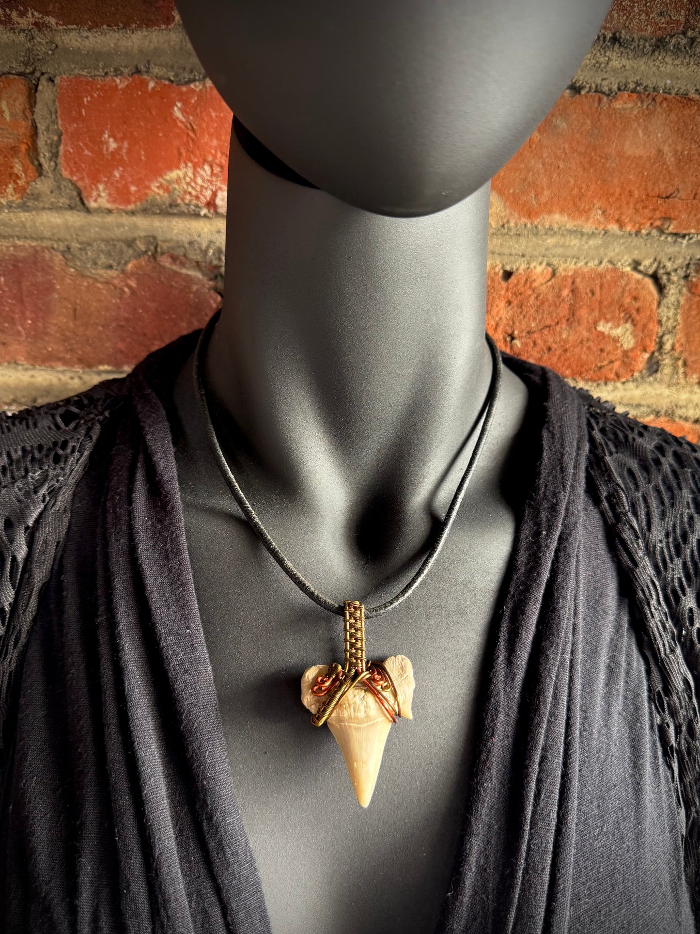 Shark Tooth, Copper, and Antique Bronze Pendant