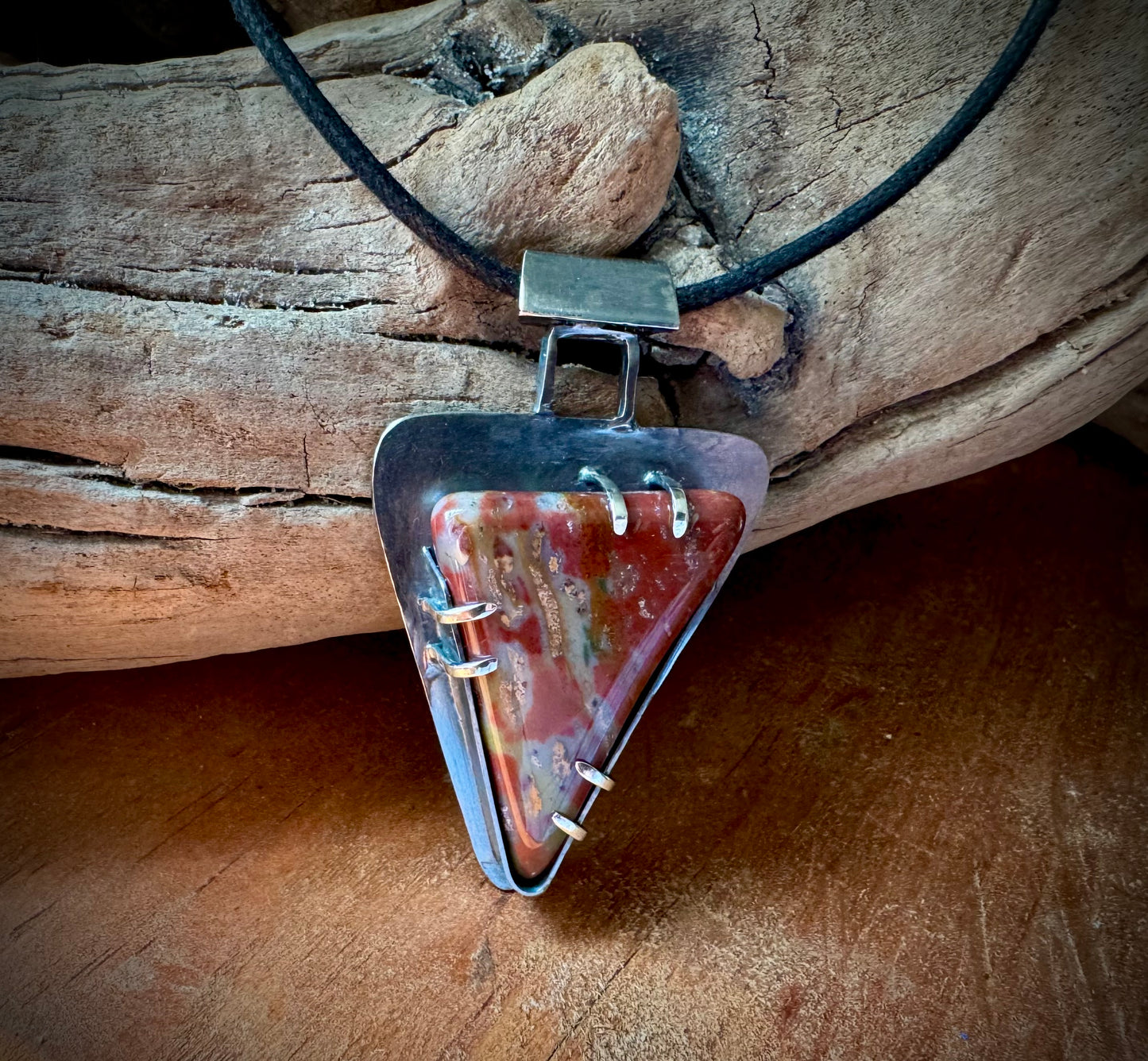 Fancy Jasper and Sterling Silver Pendant