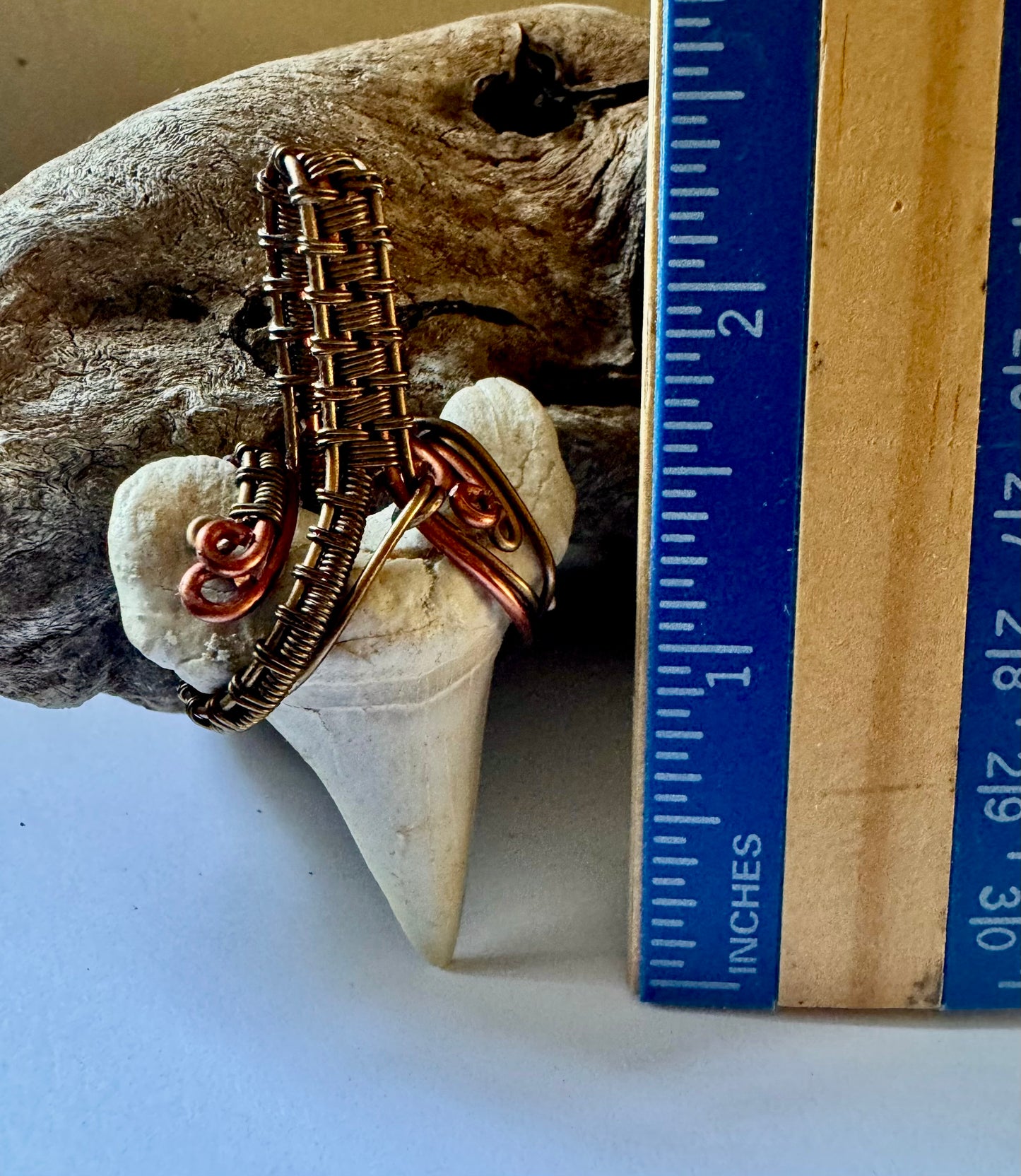 Shark Tooth, Copper, and Antique Bronze Pendant