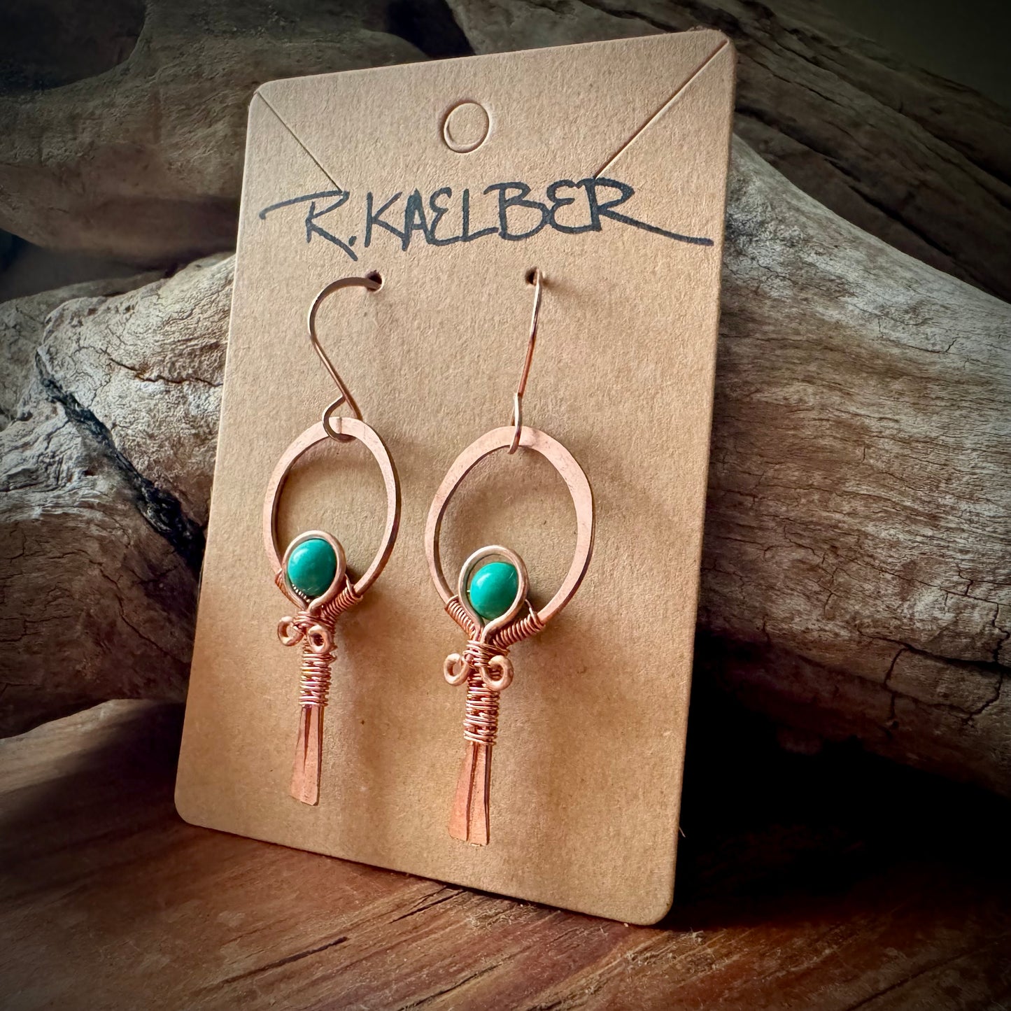 Turquoise and Copper Lollipop Dangle Earrings
