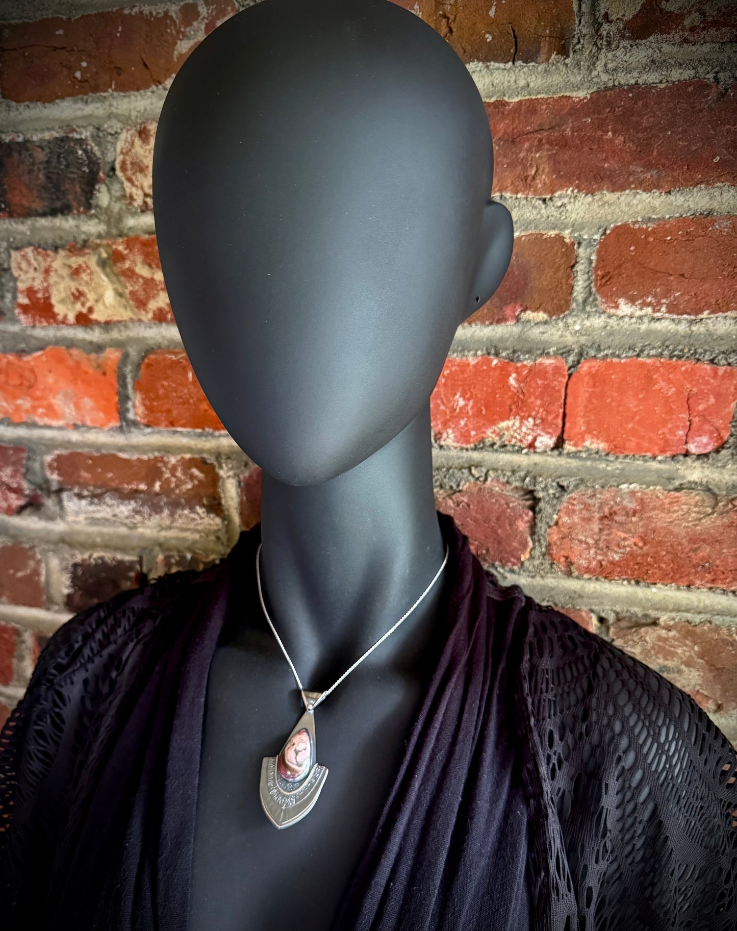 Rhodochrosite and Sterling Silver Pendant