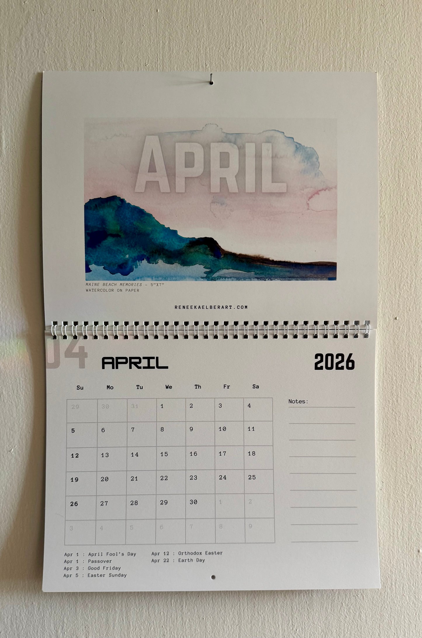 2026 Wall Calendar Spiral Bound