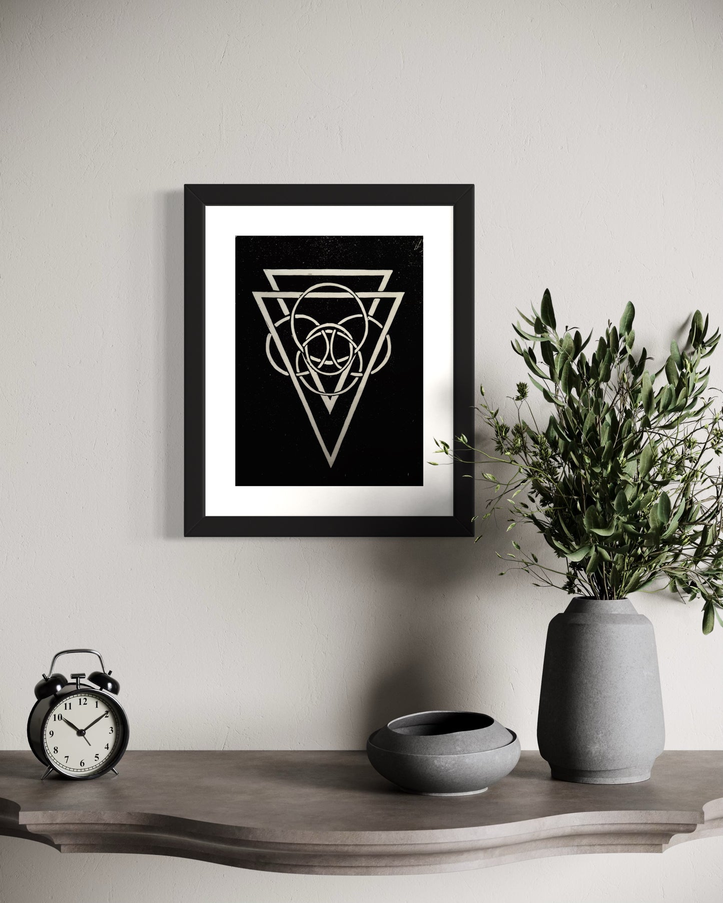 Energy Direction (Black background) Framed - Original Linocut Print with Black Ink on Paper