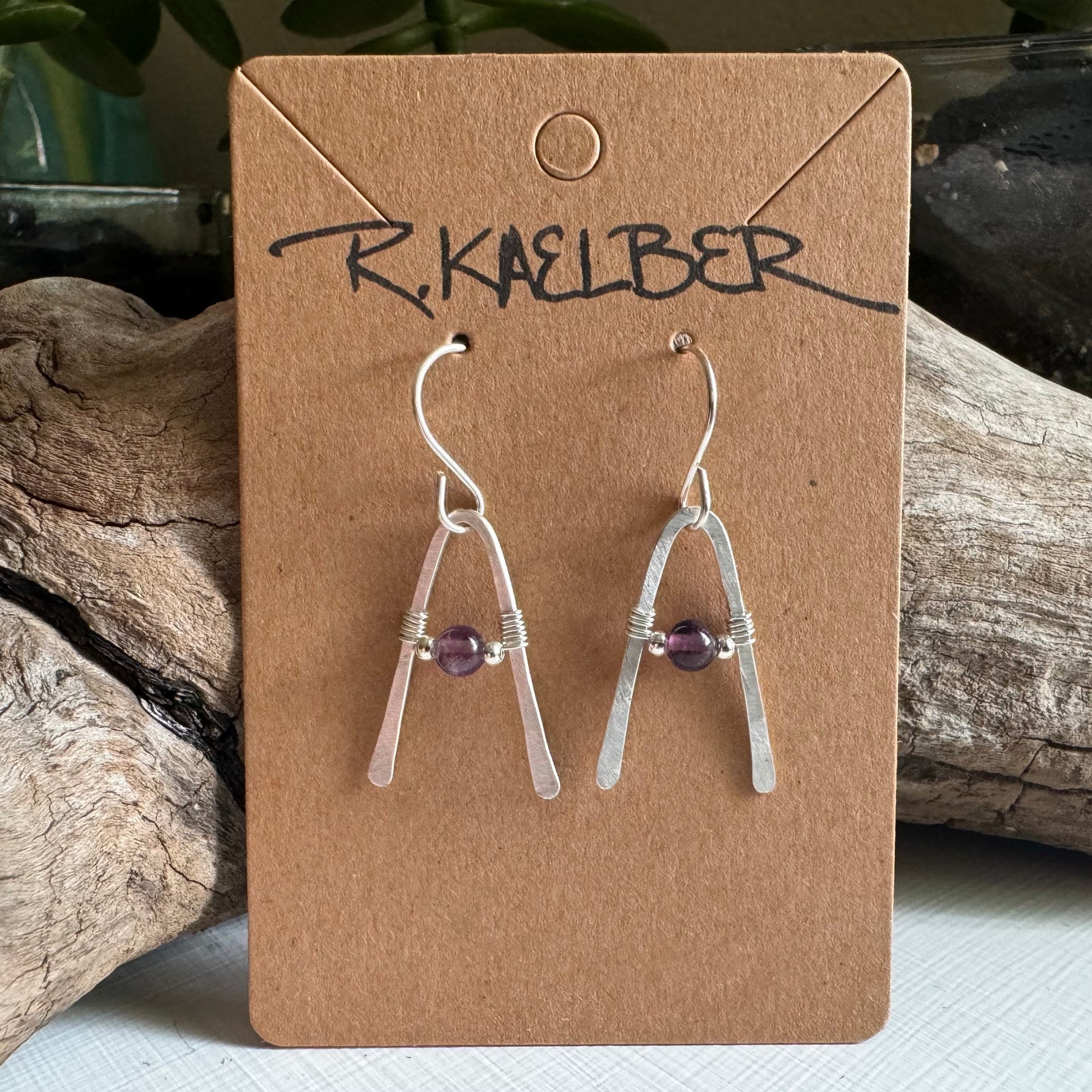 Amethyst and Sterling Silver A-Frame Earrings - R.Kaelber Art