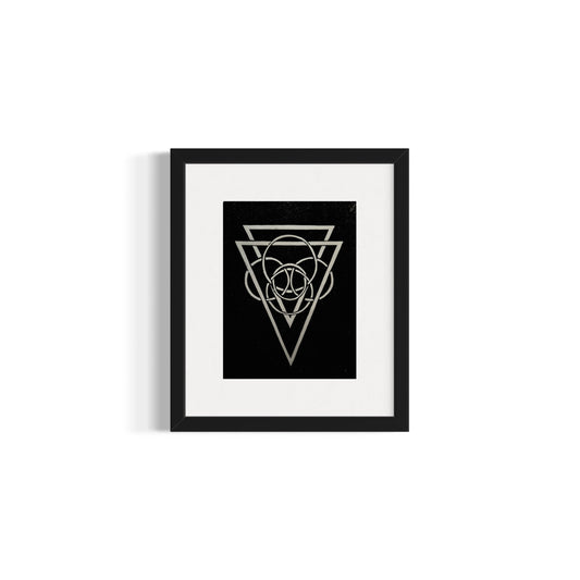 Energy Direction (Black background) 9/9 Framed - Original Linocut Print with Black Ink on Paper