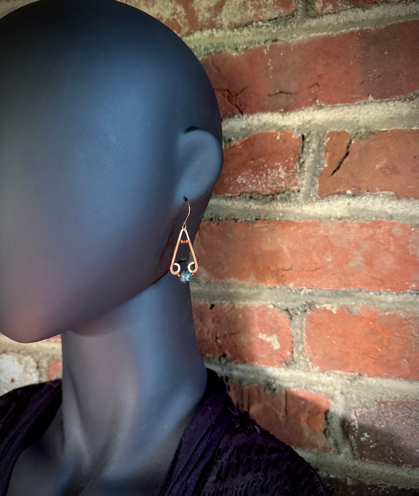Kambaba Jasper and Copper Dangle Earrings
