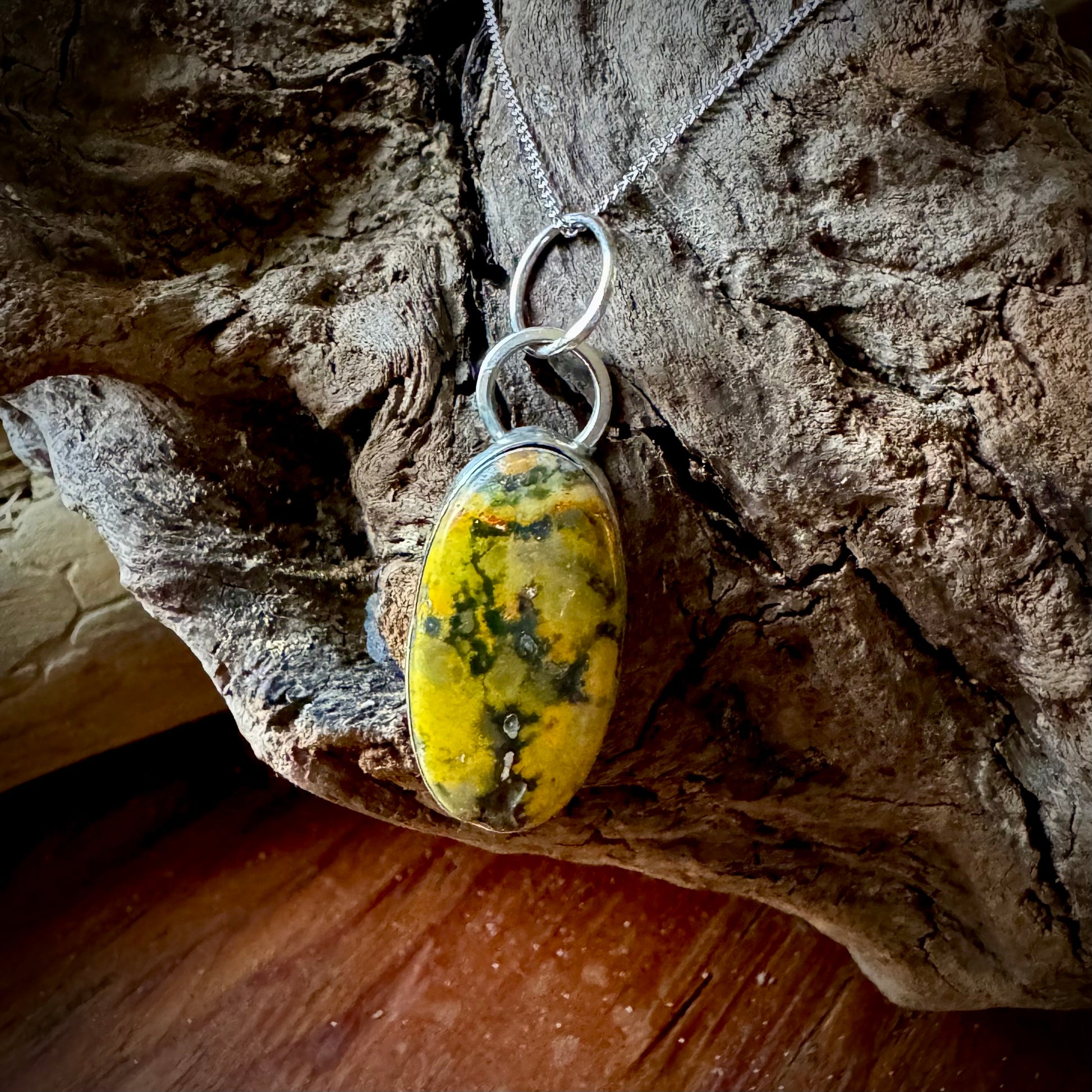 Bumblebee Jasper and Sterling Silver Pendant - R.Kaelber Art