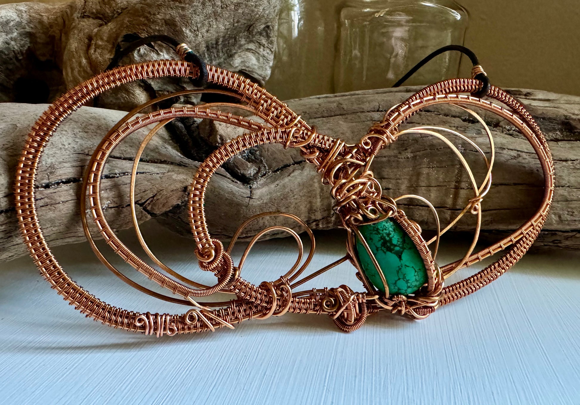 Turquoise Statement Necklace with Copper - R.Kaelber Art