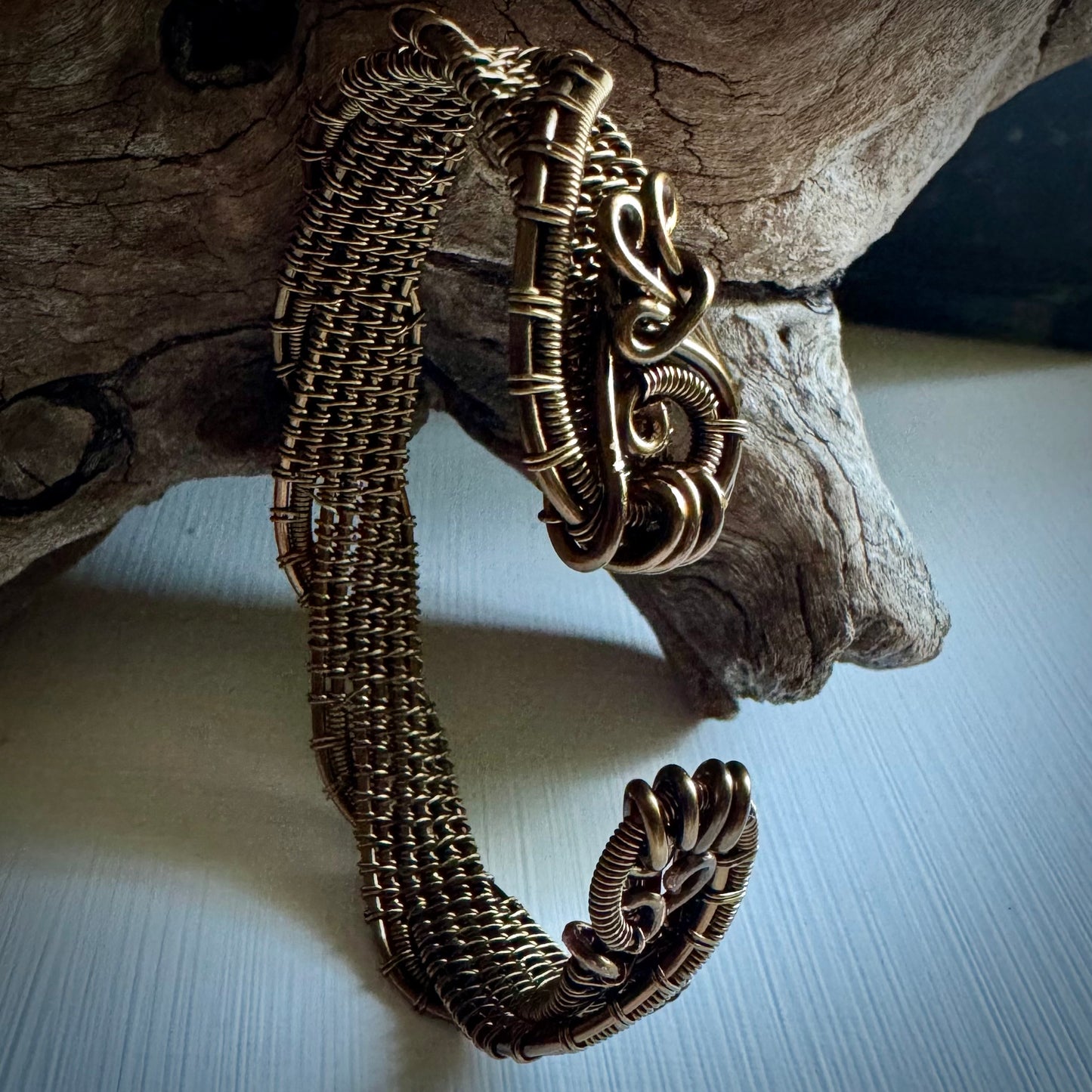 Antique Bronze Wire Wrapped Twisting Cuff