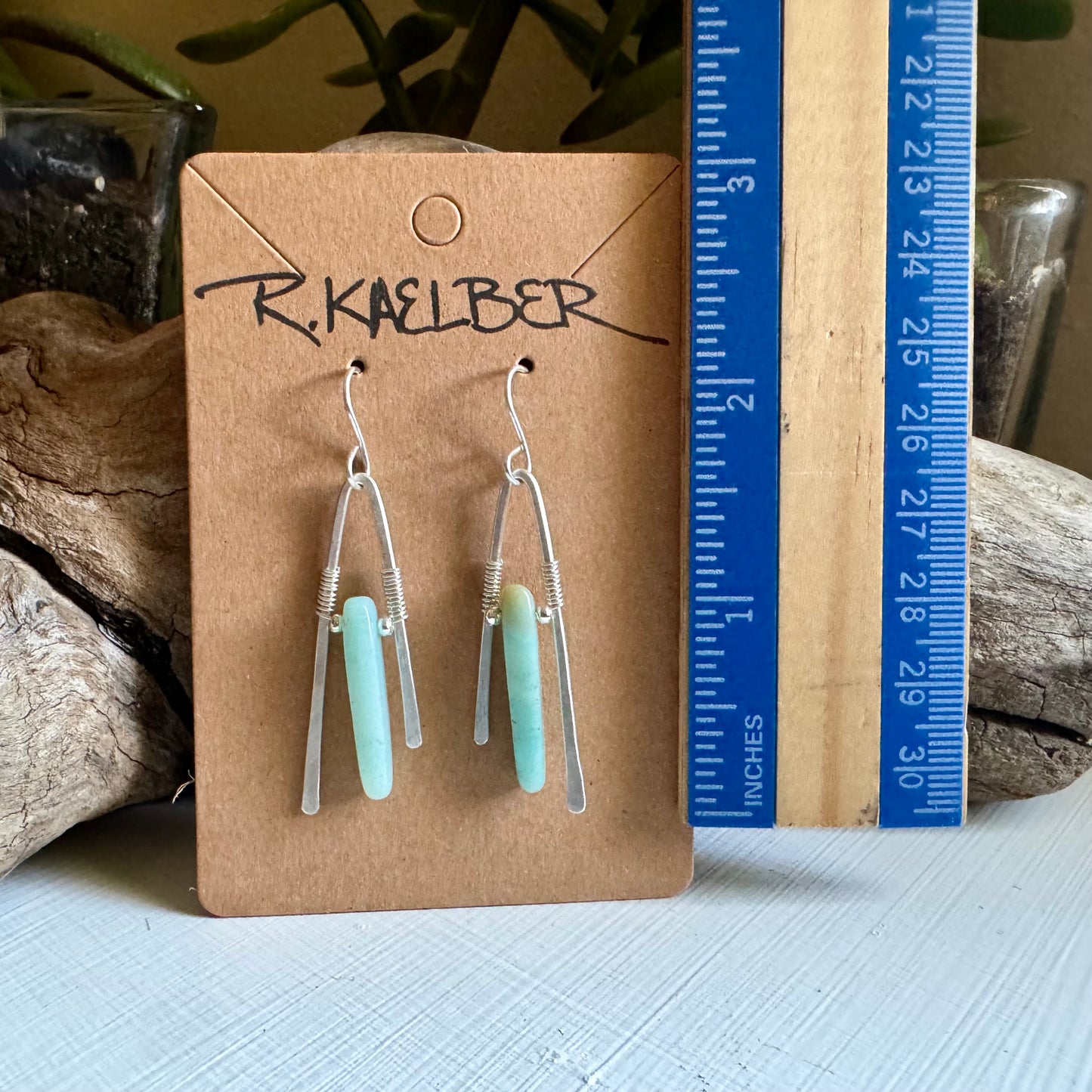 Amazonite and Sterling Silver A-Frame Earrings