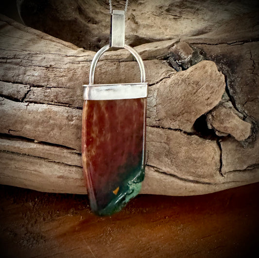 Bloodstone and Sterling Silver Pendant - R.Kaelber Art