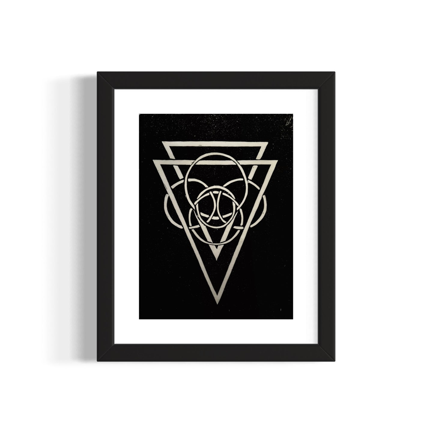Energy Direction (Black background) Framed - Original Linocut Print with Black Ink on Paper