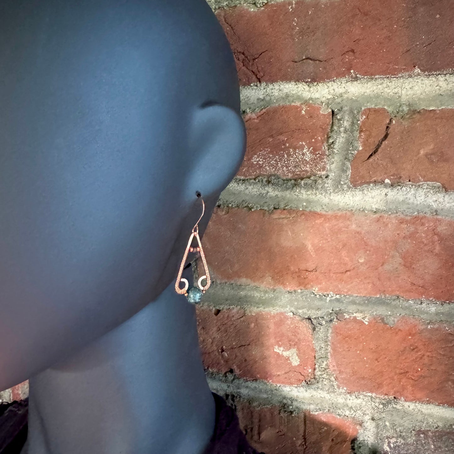 Kambaba Jasper and Copper Dangle Earrings