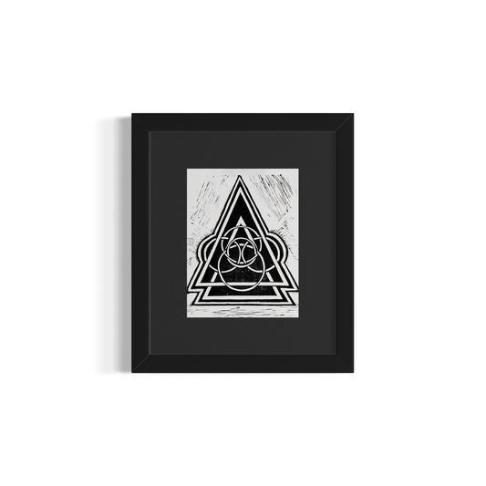 Energy Direction 11/12 Framed - Original Linocut Print with Black Ink on Paper