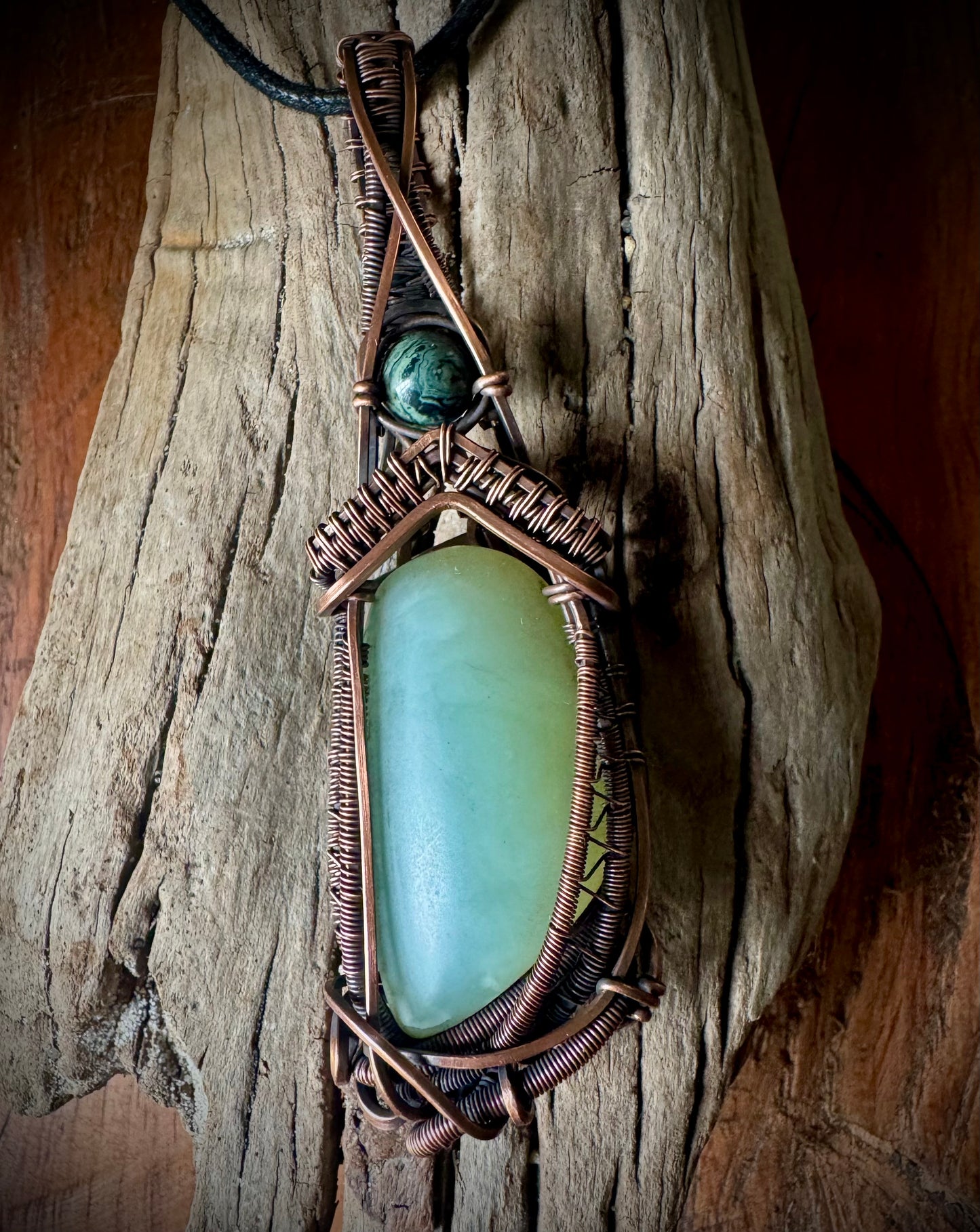 Jade and Kambaba Jasper Pendant - R.Kaelber Art