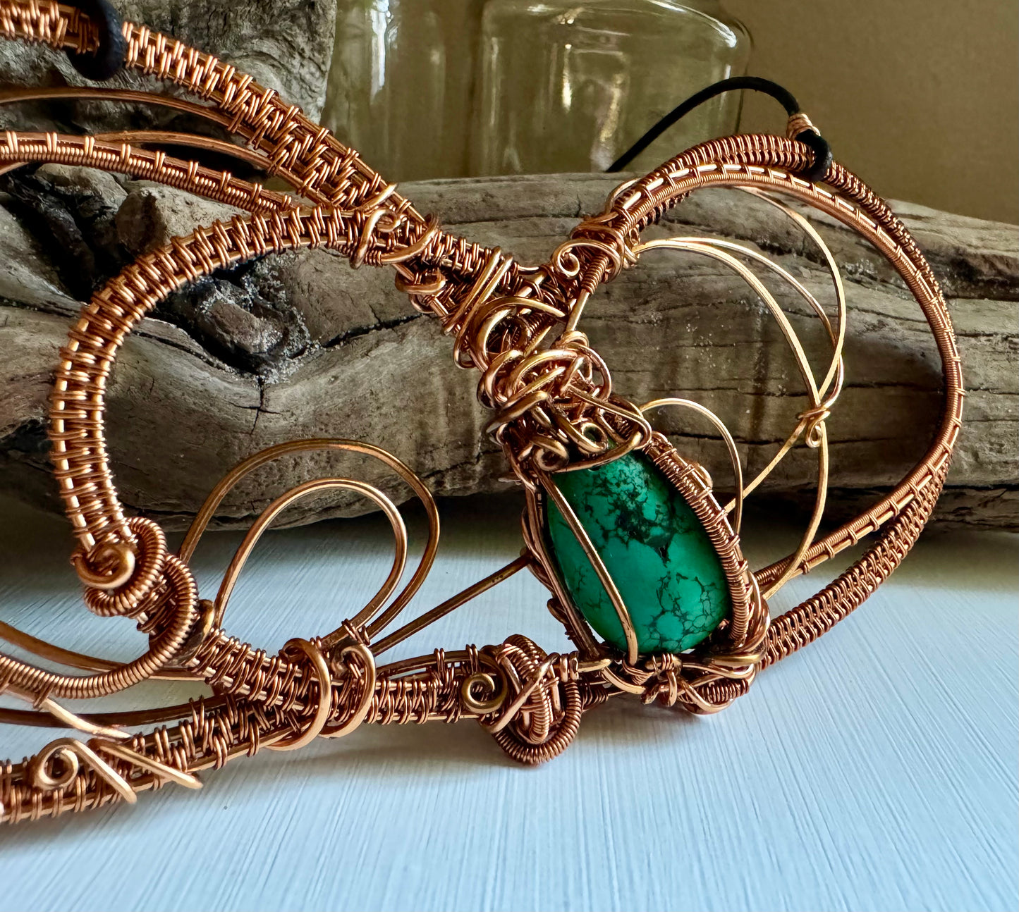 Turquoise Statement Necklace with Copper - R.Kaelber Art